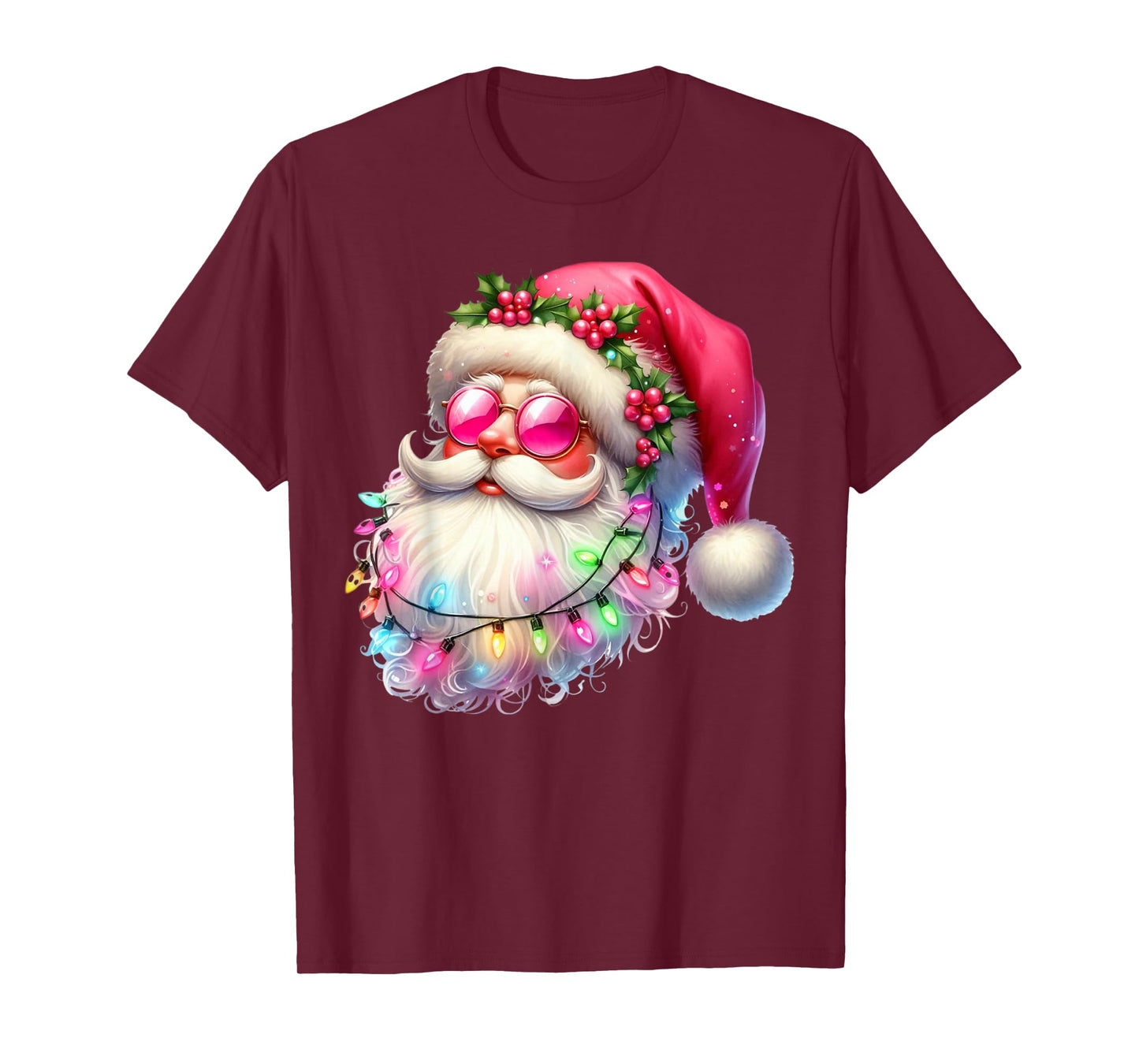 Santa Claus Pink Christmas Face Old Xmas Vintage Pink Santa T-Shirt