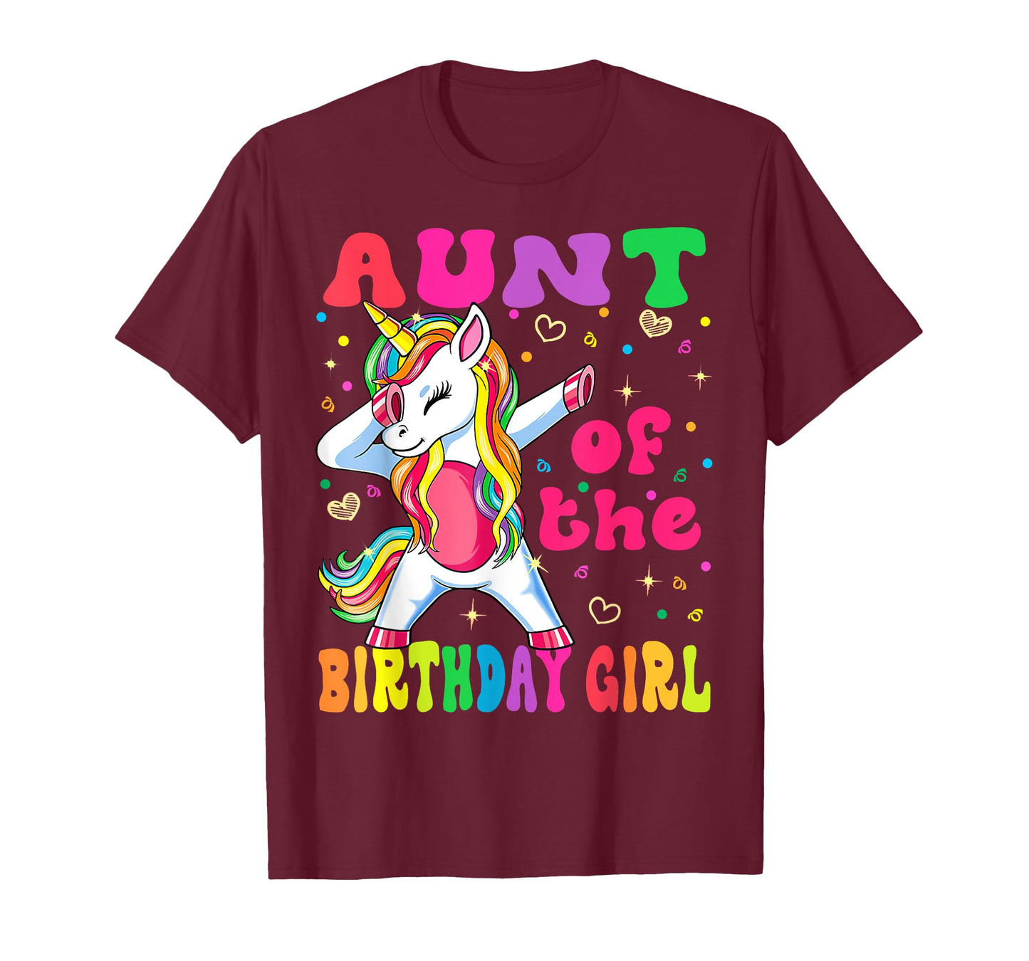 Aunt of the Birthday Princess Girl Dabbing Unicorn T-Shirt