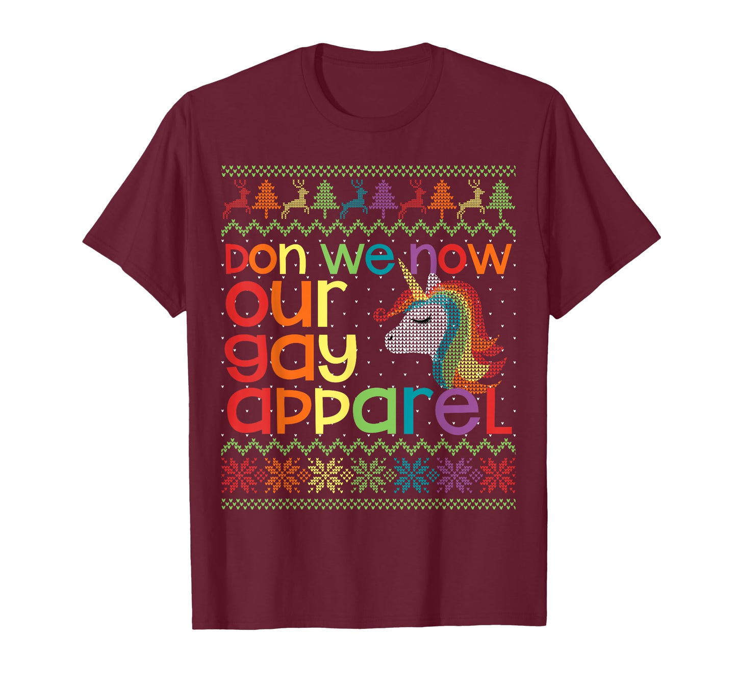 Christmas LGBT Don We Now Our Gay Apparel Rainbow Unicorn T-Shirt