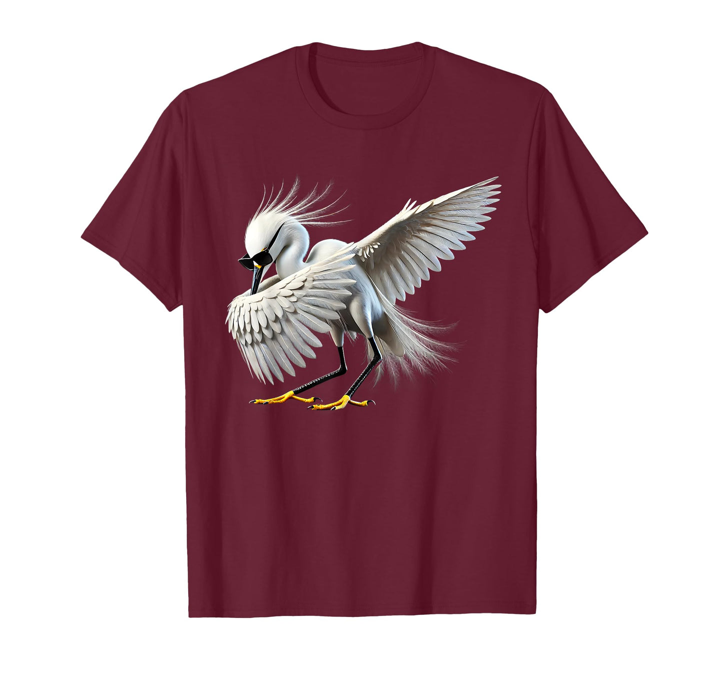 Dabbing Snowy Egret Bird Watcher Lover Birding T-Shirt