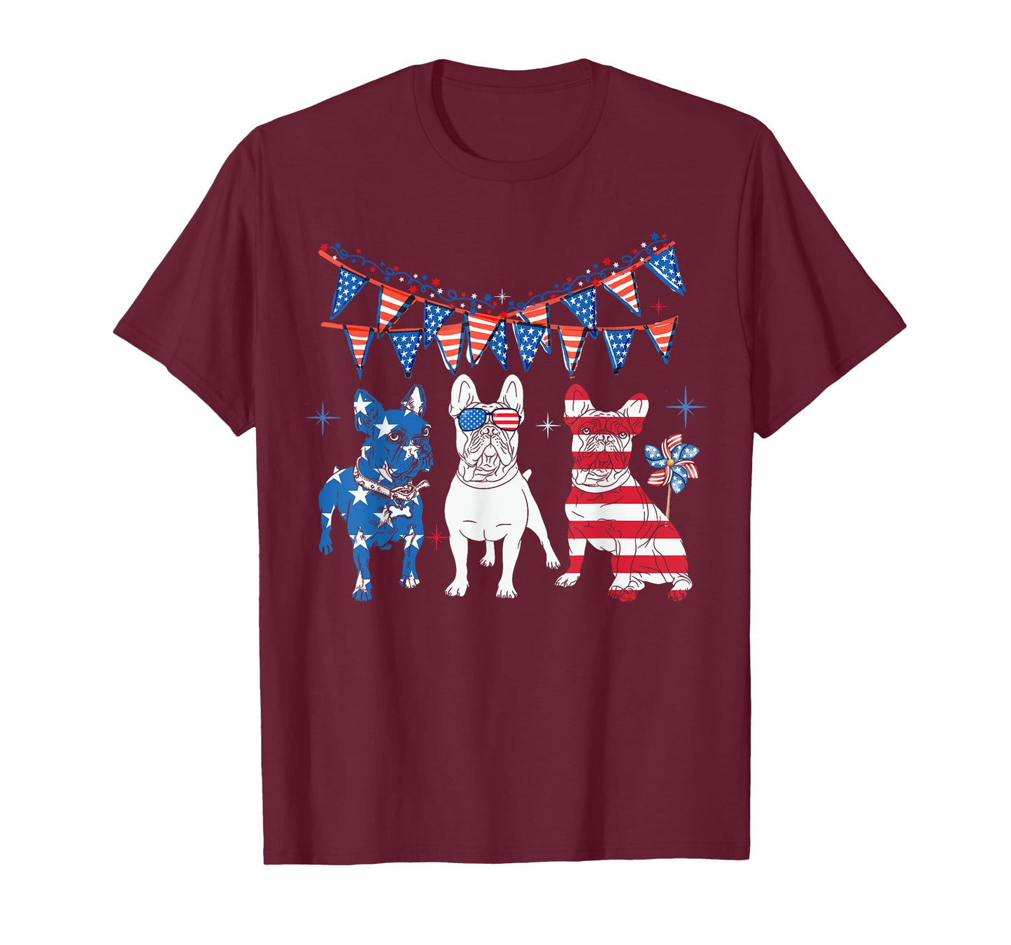 French bulldog 4th of july American Flag women Independence T-Shirt