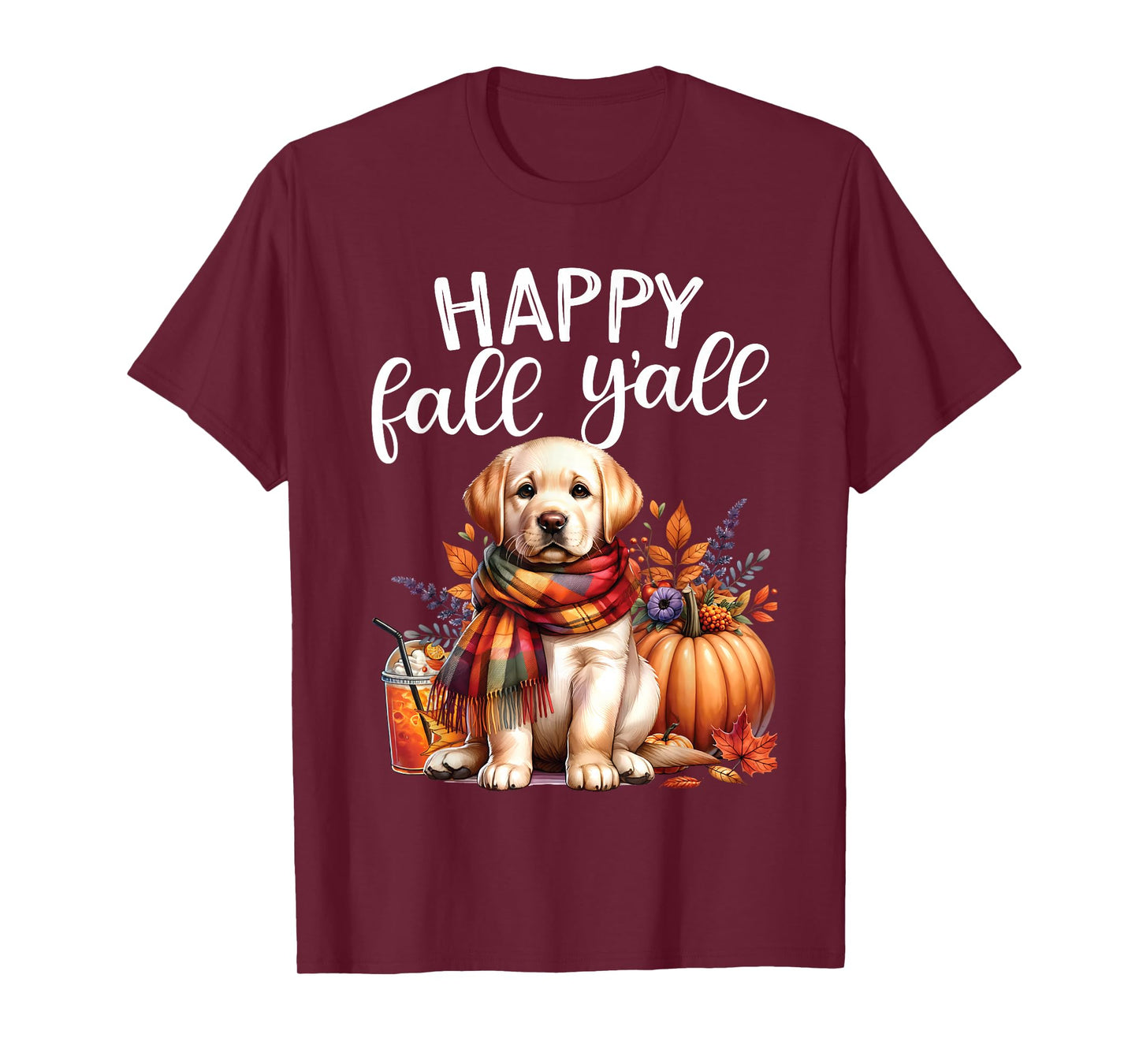 Labrador Retriever Dog pumpkin spice Happy Fall Yall autumn T-Shirt