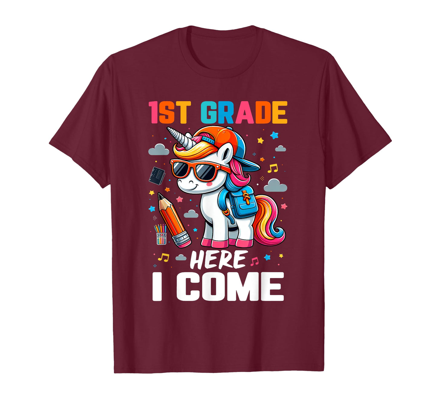 First 1st Grade Here I Come Shirt First Day Of School Girls T-Shirt