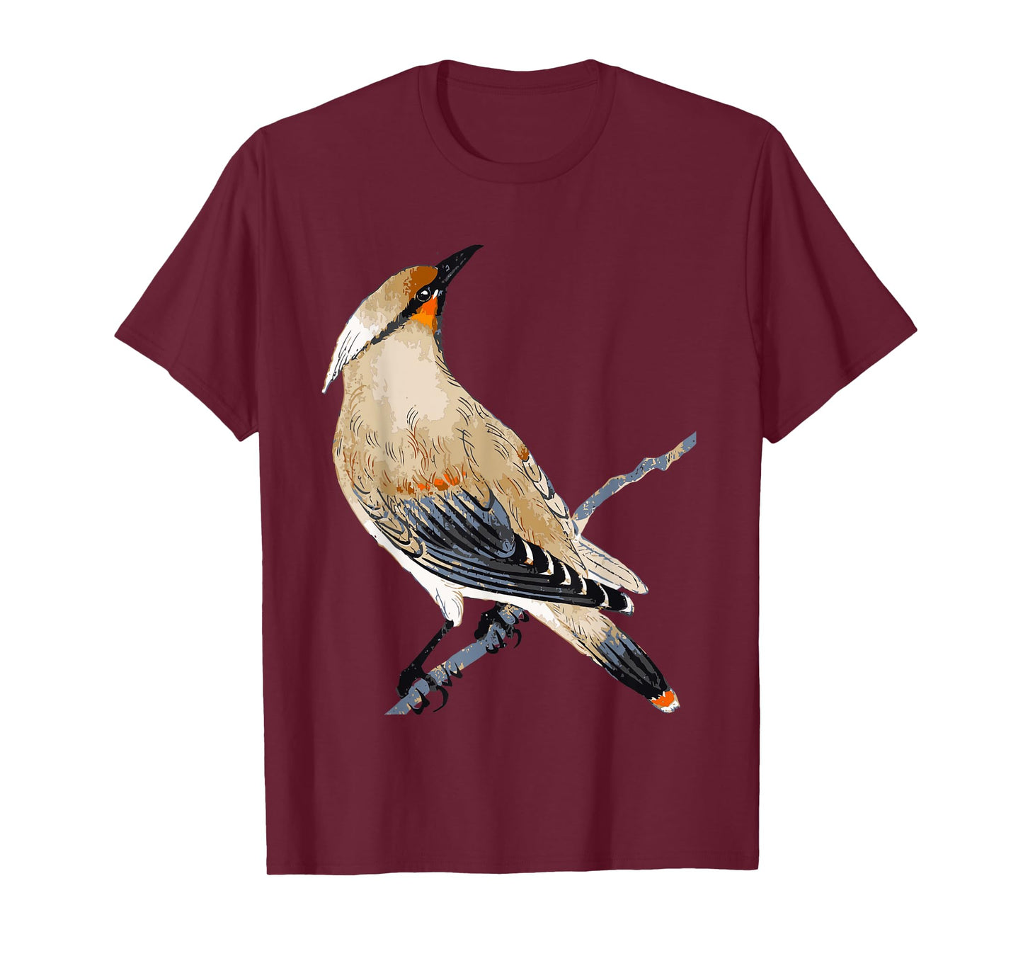 Cedar Waxwing Art Illustration T-Shirt