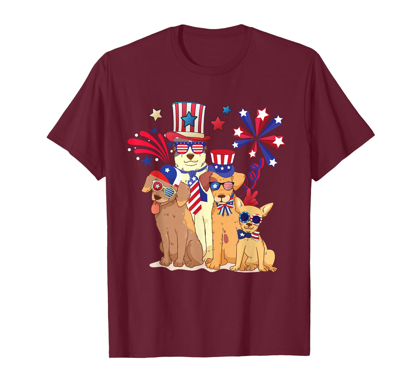 Patriotic Dog 4th Of July Funny Dogs Lovers for Pet Owners T-Shirt