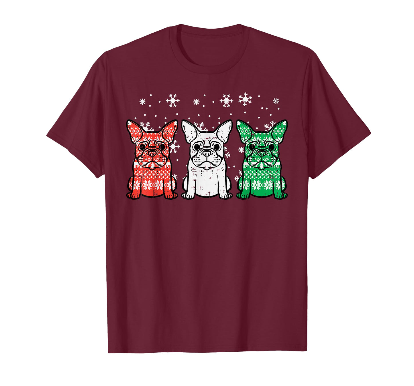 Christmas French Bulldogs Xmas Frenchie Dog Men Women Kids T-Shirt
