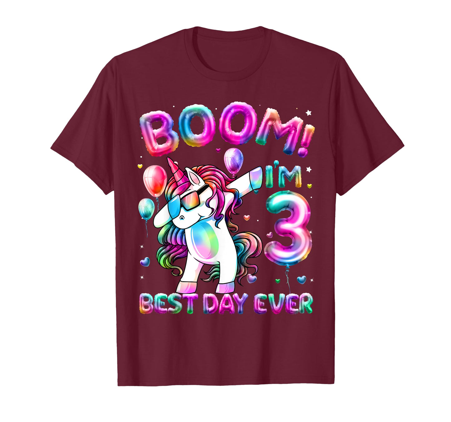 3 Years Old Dabbing Unicorn Gifts 3rd Birthday Girl Party T-Shirt