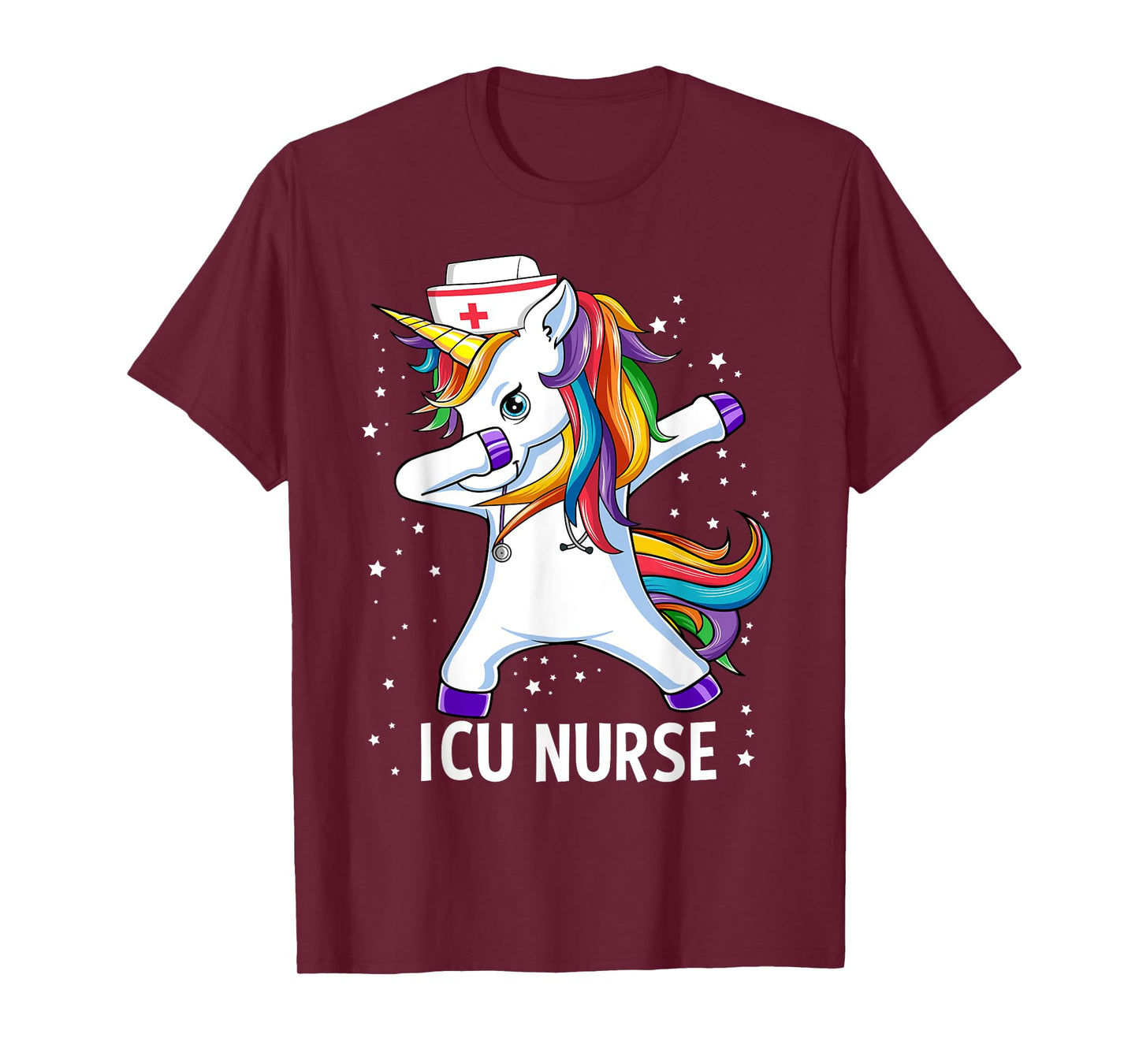 Dabbing Unicorn Funny ICU Nurse T-Shirt