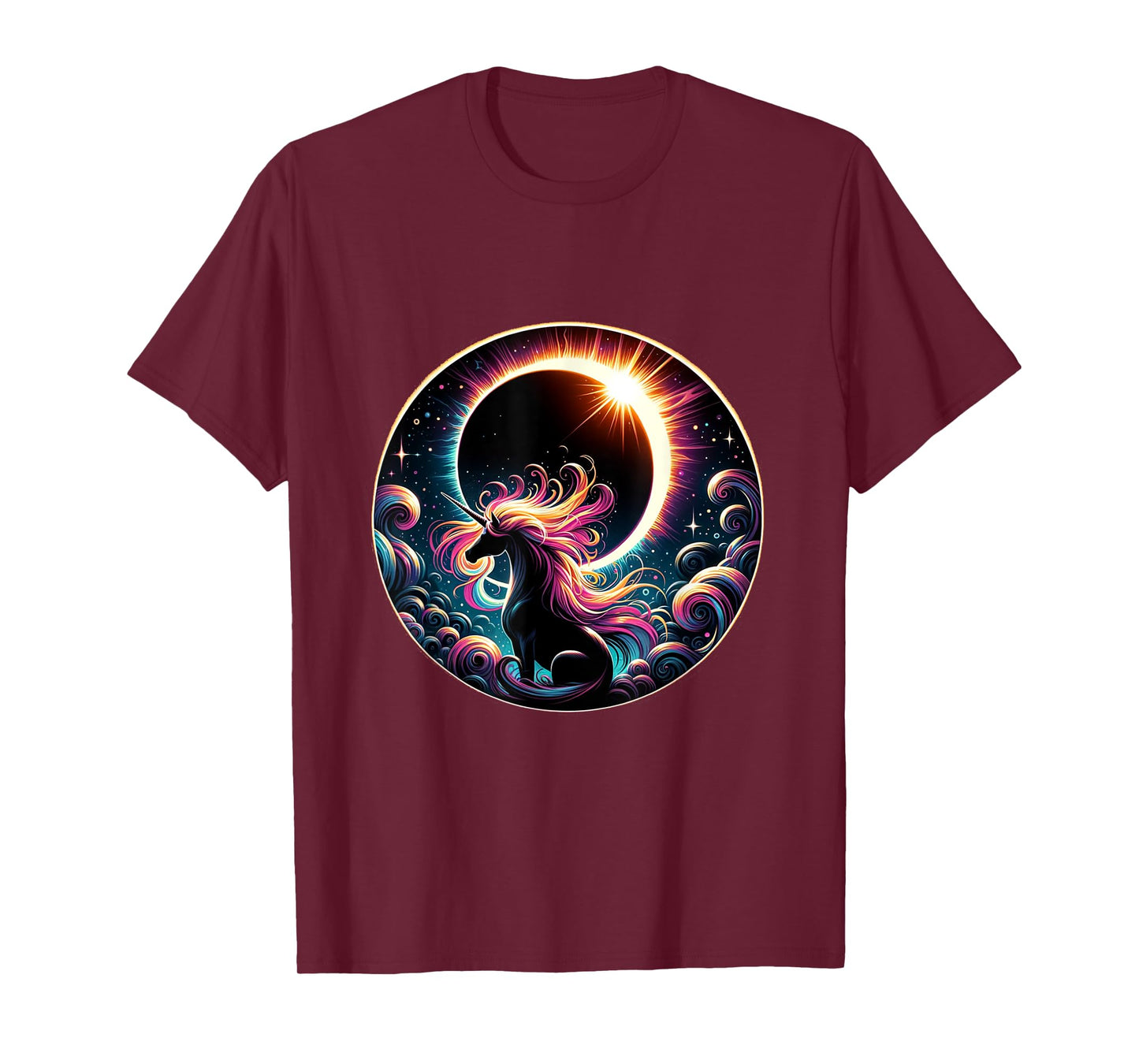 Total Solar Eclipse Apirl 08 2024 With Unicorn Graphic T-Shirt