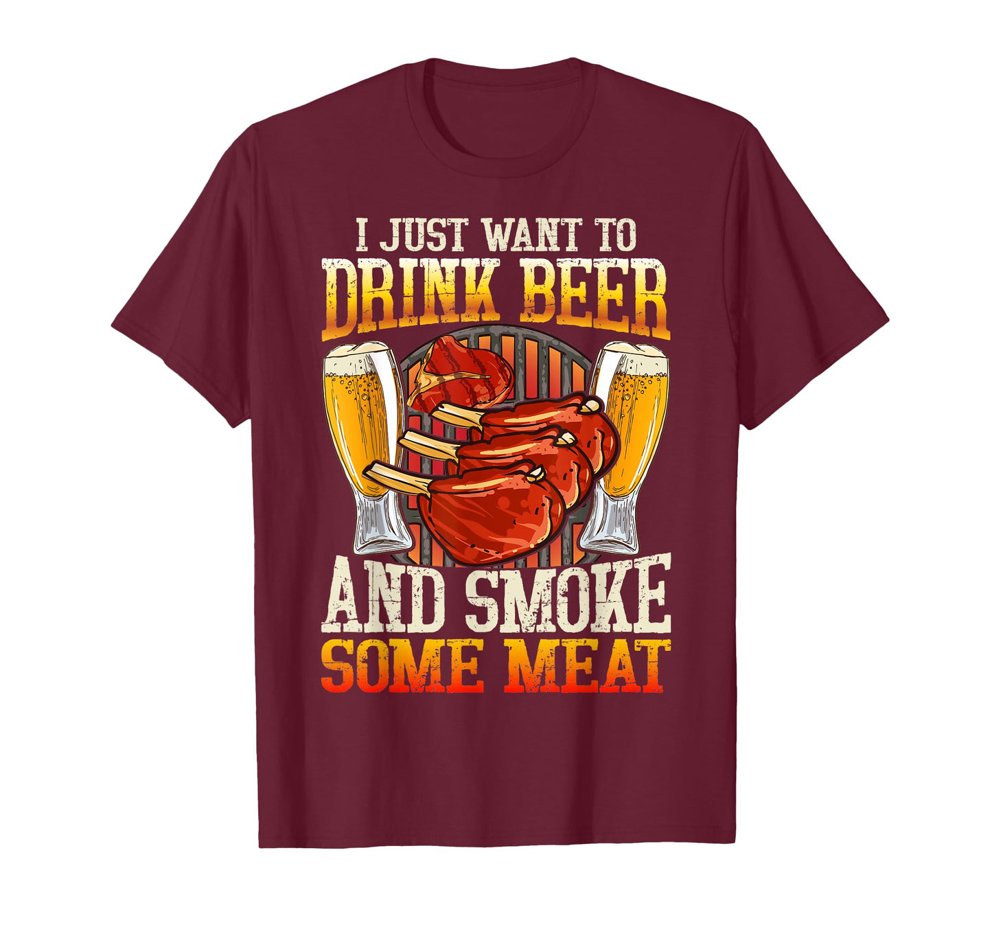 Beer Drinking Meat Smoking BBQ Grill Lover Pit Master Smoke T-Shirt