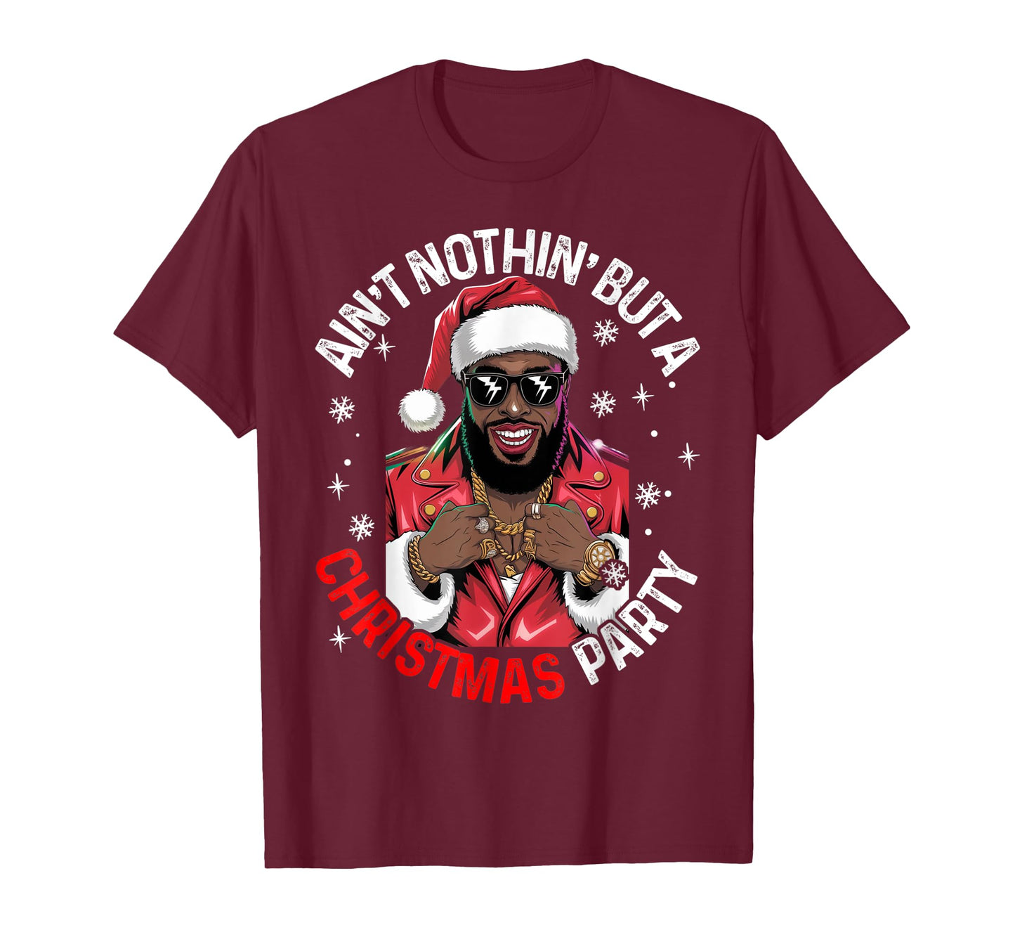 Black African American Santa Claus Christmas Pajama MenWomen T-Shirt