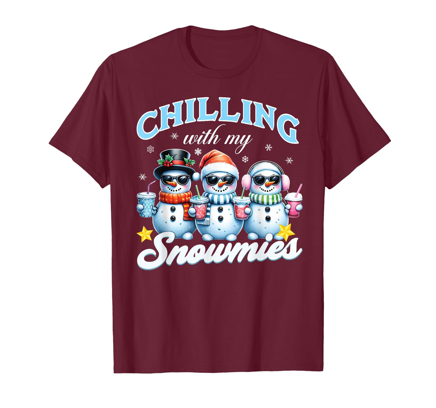 Chillin With My Snowmies Funny Snowman Christmas Kids Boys T-Shirt