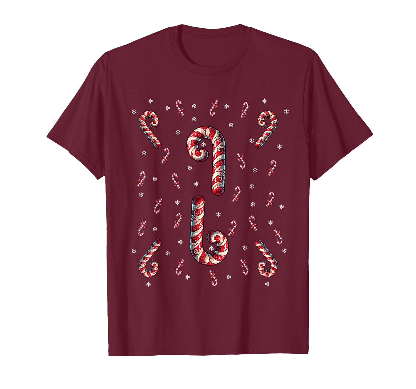 Red And White Candy Cane Santa Christmas Xmas Lights T-Shirt