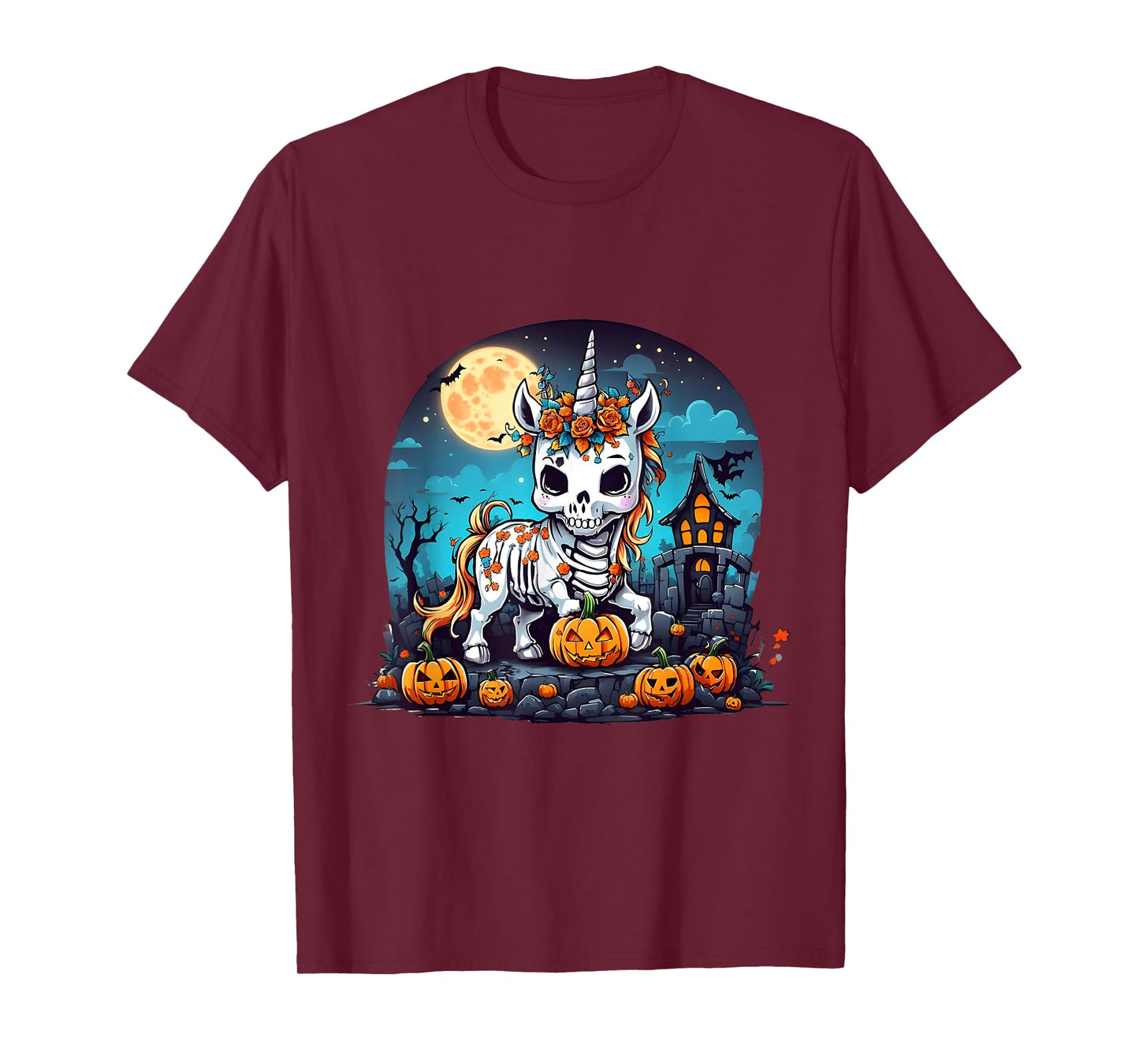 Cute Halloween Skeleton Unicorn Girls Women Witchy Halloween T-Shirt