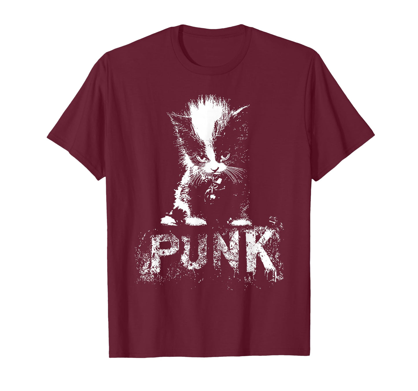 Punk Kitten Cat with Mohawk Grunge Gothic Design T-Shirt