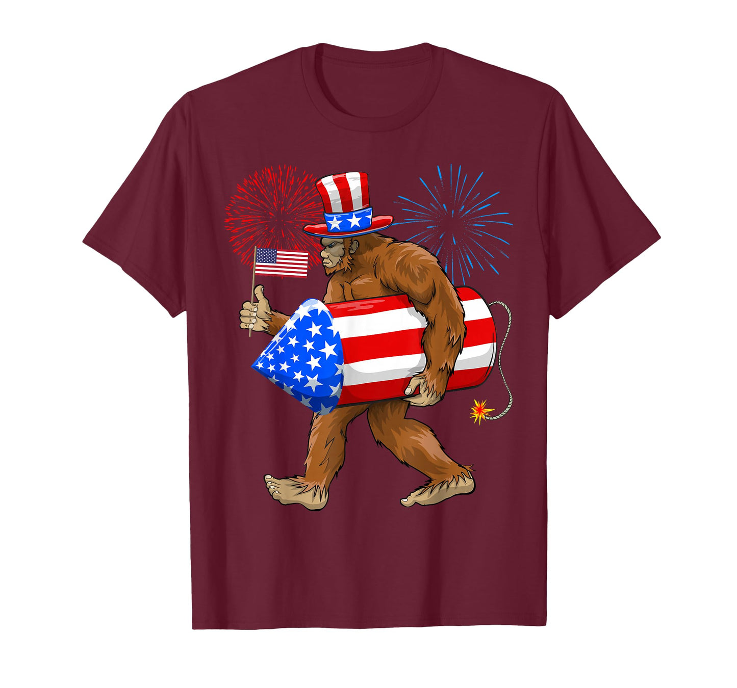 Patriotic Bigfoot, 4th of July, American Flag, Sasquatch T-Shirt