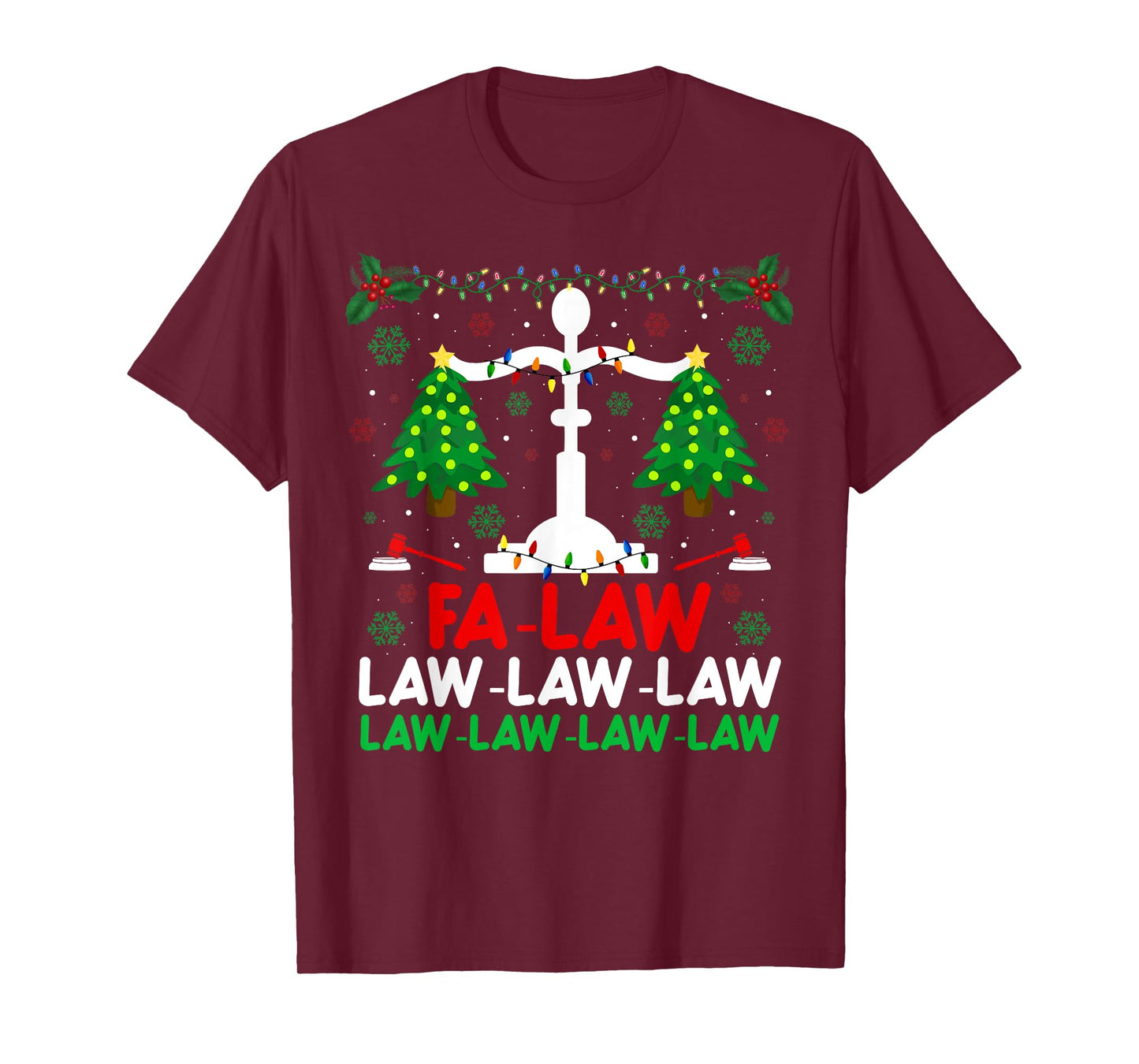 Fa Law Law Funny Christmas Santa Judge Xmas Courtroom Ugly T-Shirt