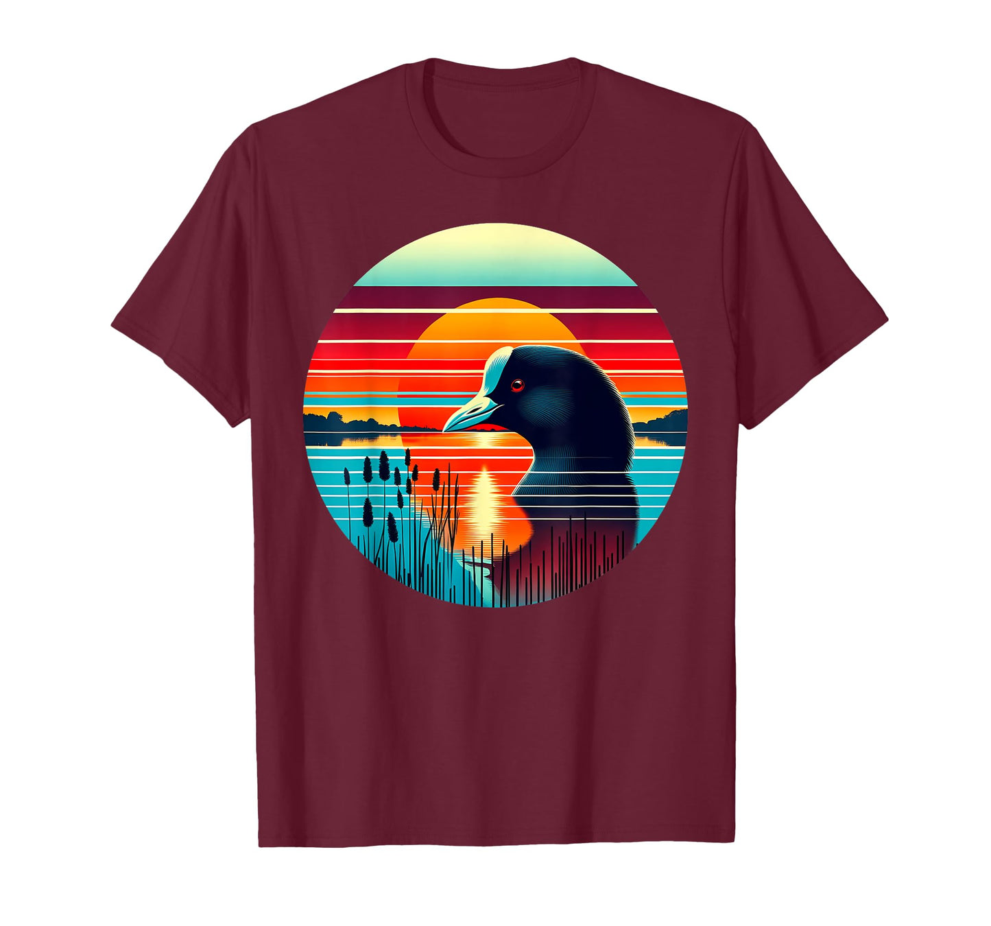 Coot Bird Sunset Retro Style Safari Vintage 70s T-Shirt