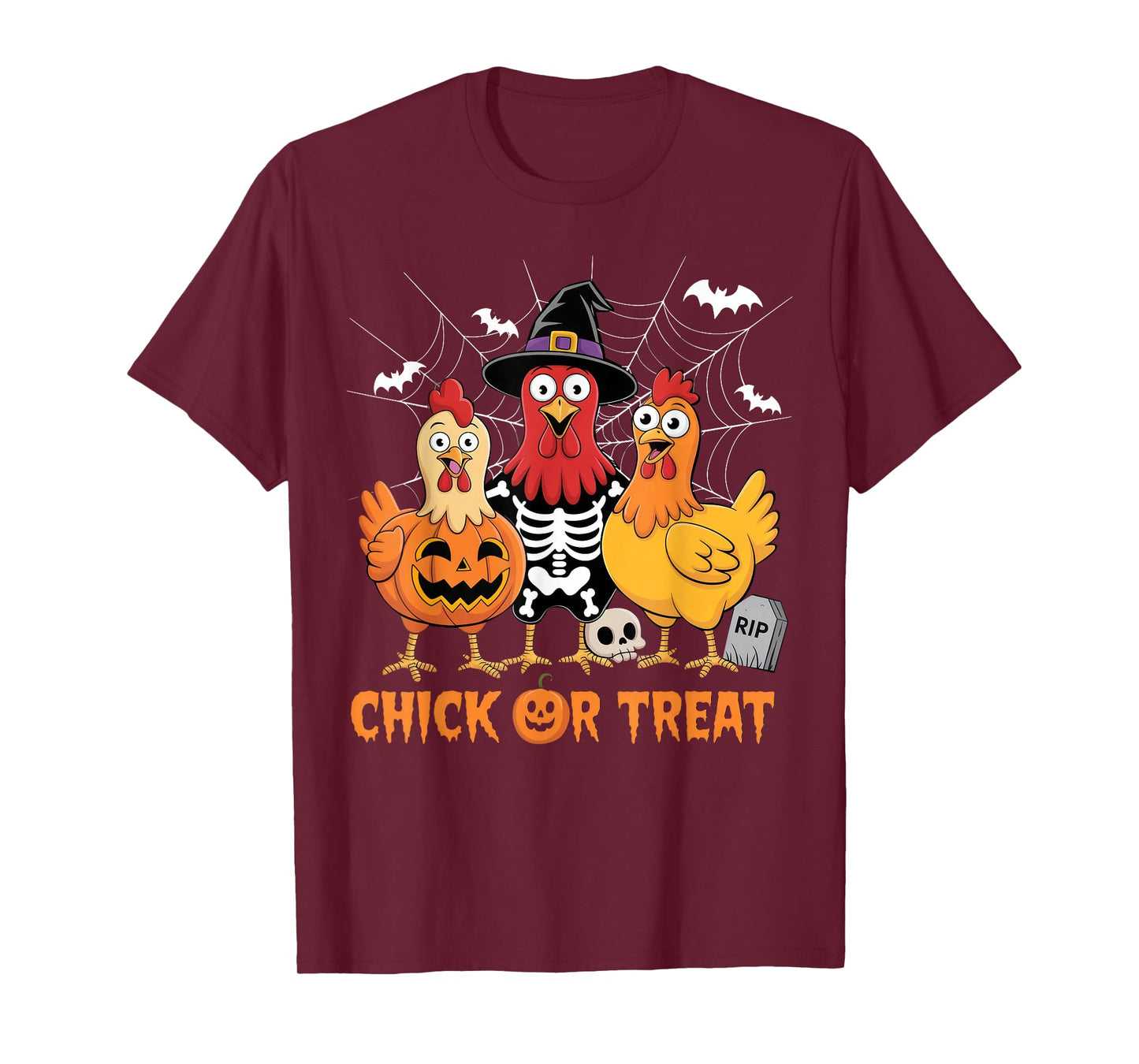 Chicken Skeleton Chick Or Treat Farmer Funny Halloween T-Shirt