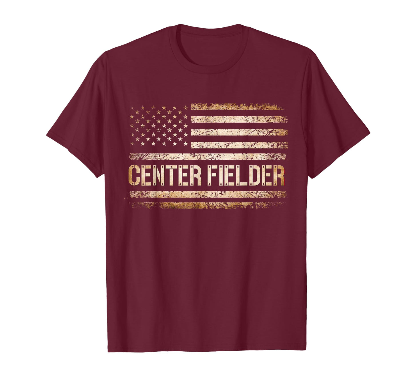 Baseball Center Fielder Retro USA FLAG High School Baseball T-Shirt