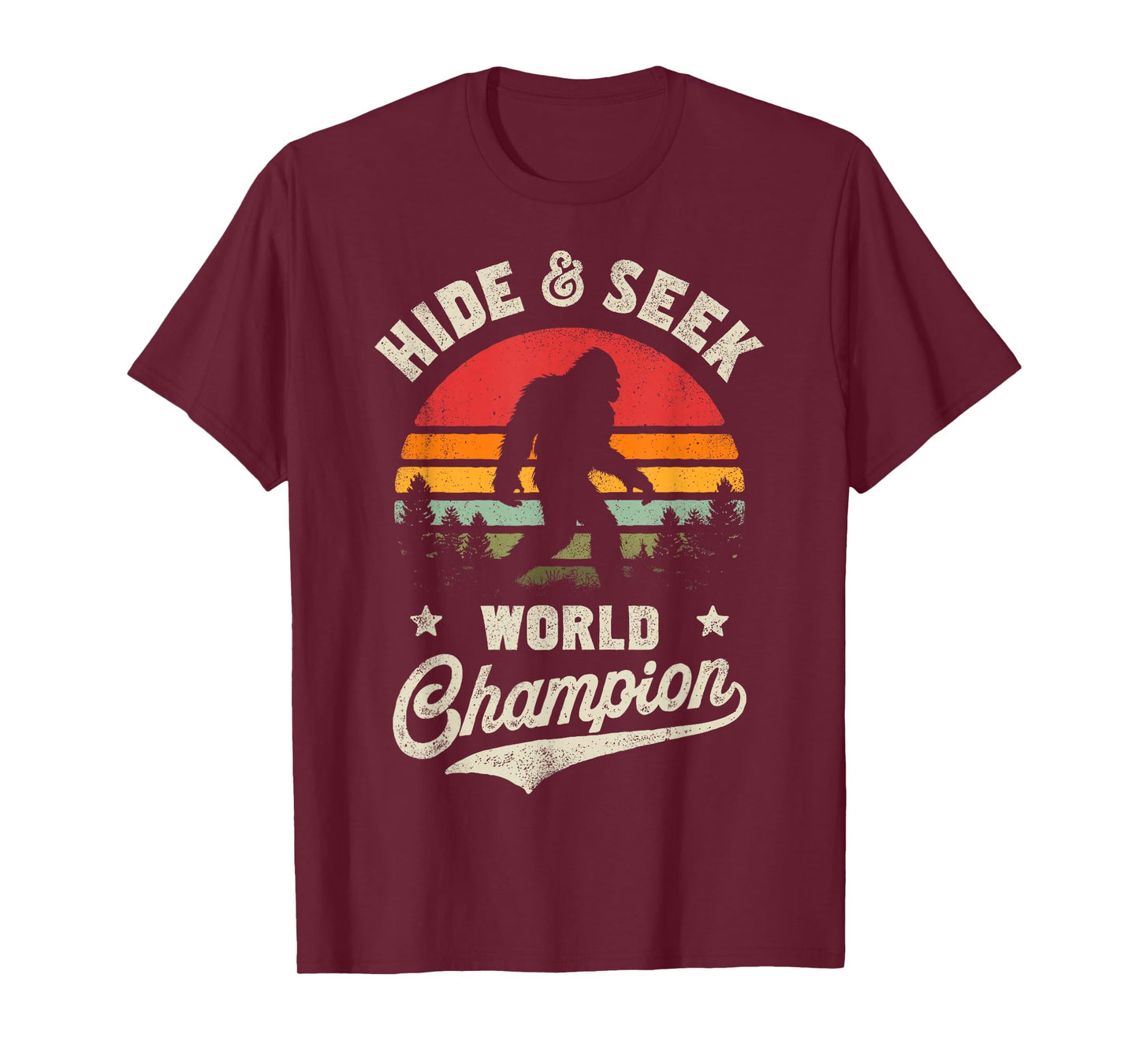 Bigfoot Hide And Seek World Champion Sasquatch Retro Vintage T-Shirt