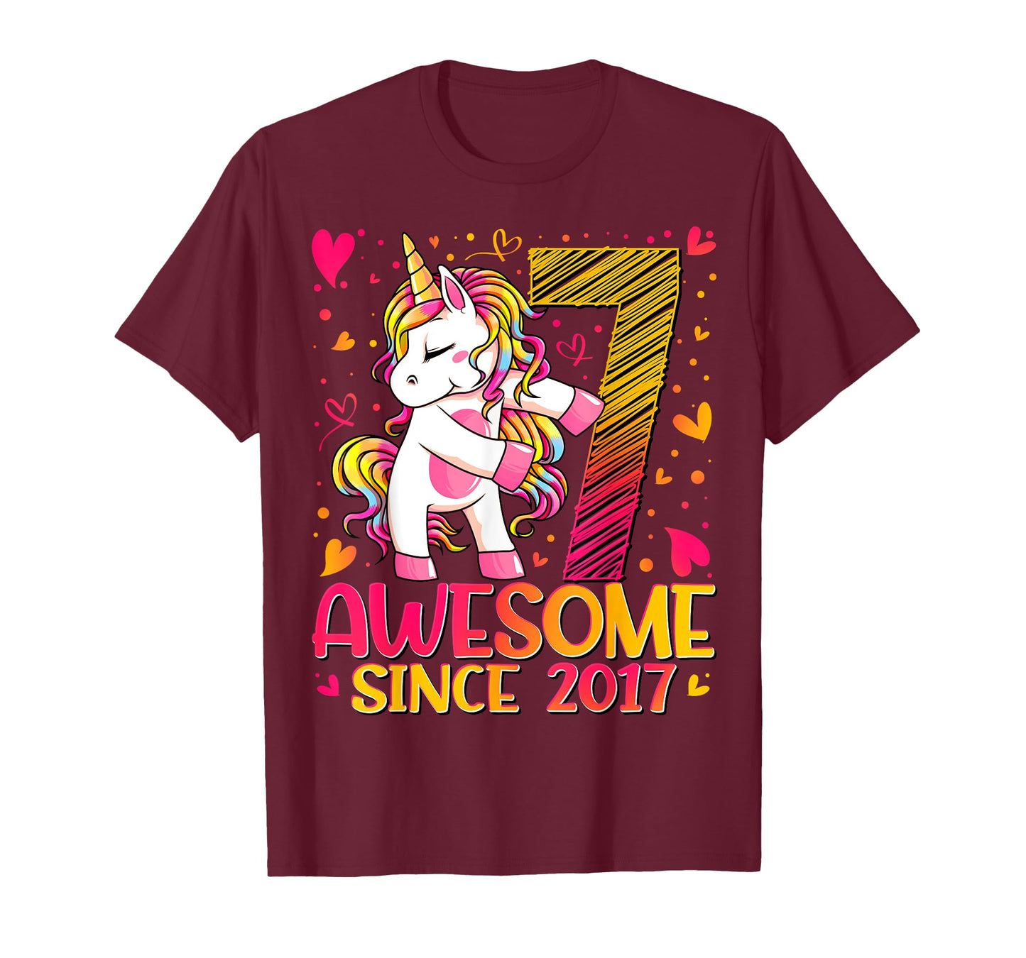 7 Years Old Flossing Unicorn Gifts 7th Birthday Girl Party T-Shirt