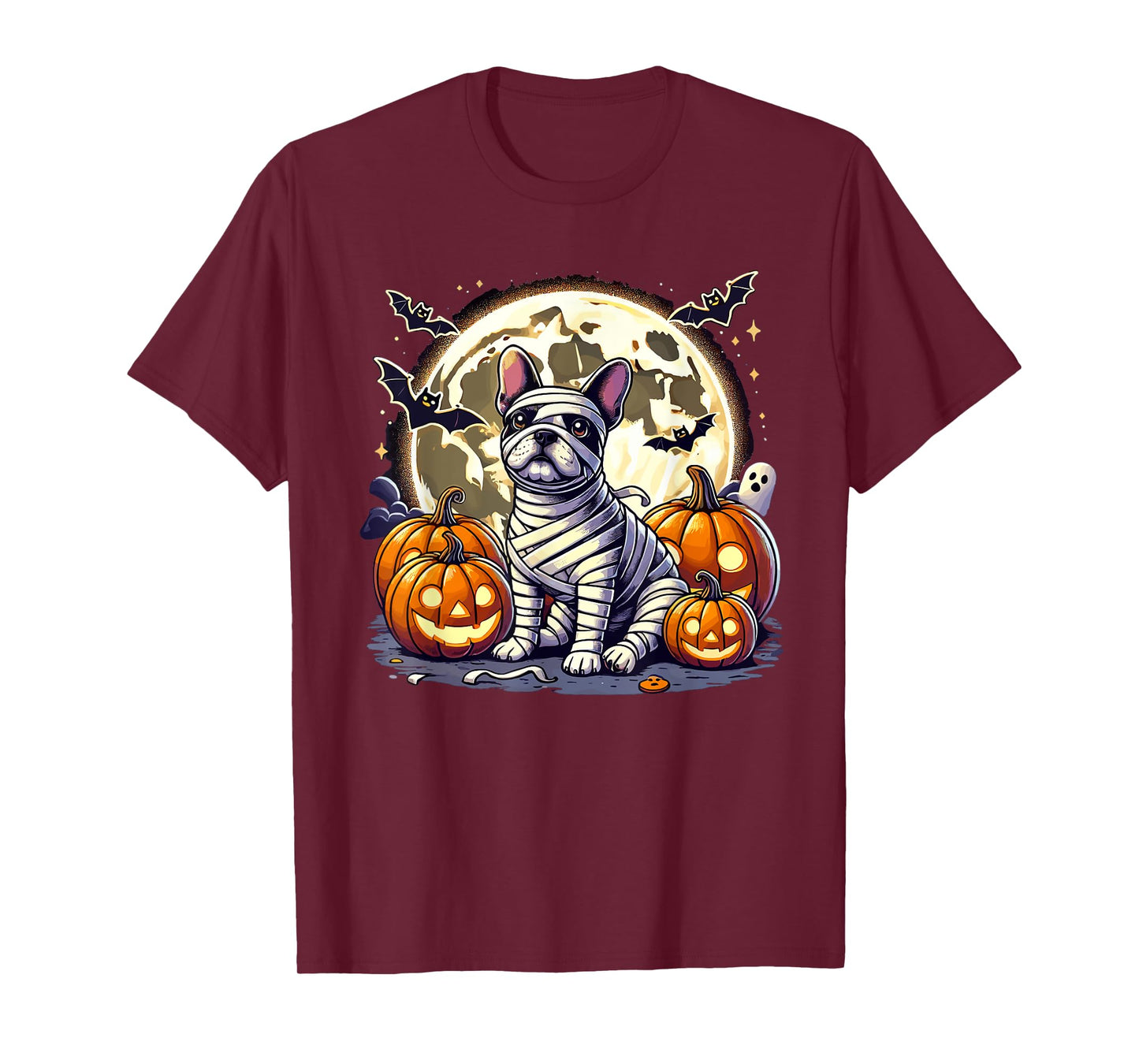 Halloween French Bulldog Mummy Cute Spooky Dog Design T-Shirt