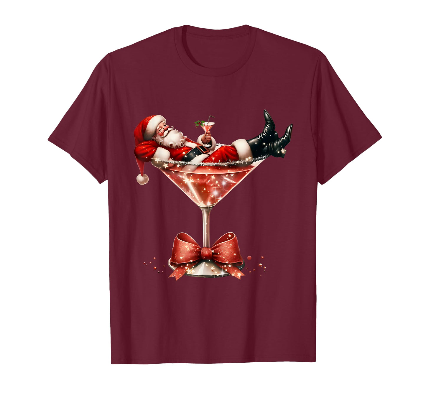 Santa's Hot Mess Christmas Martini Xmas T-Shirt
