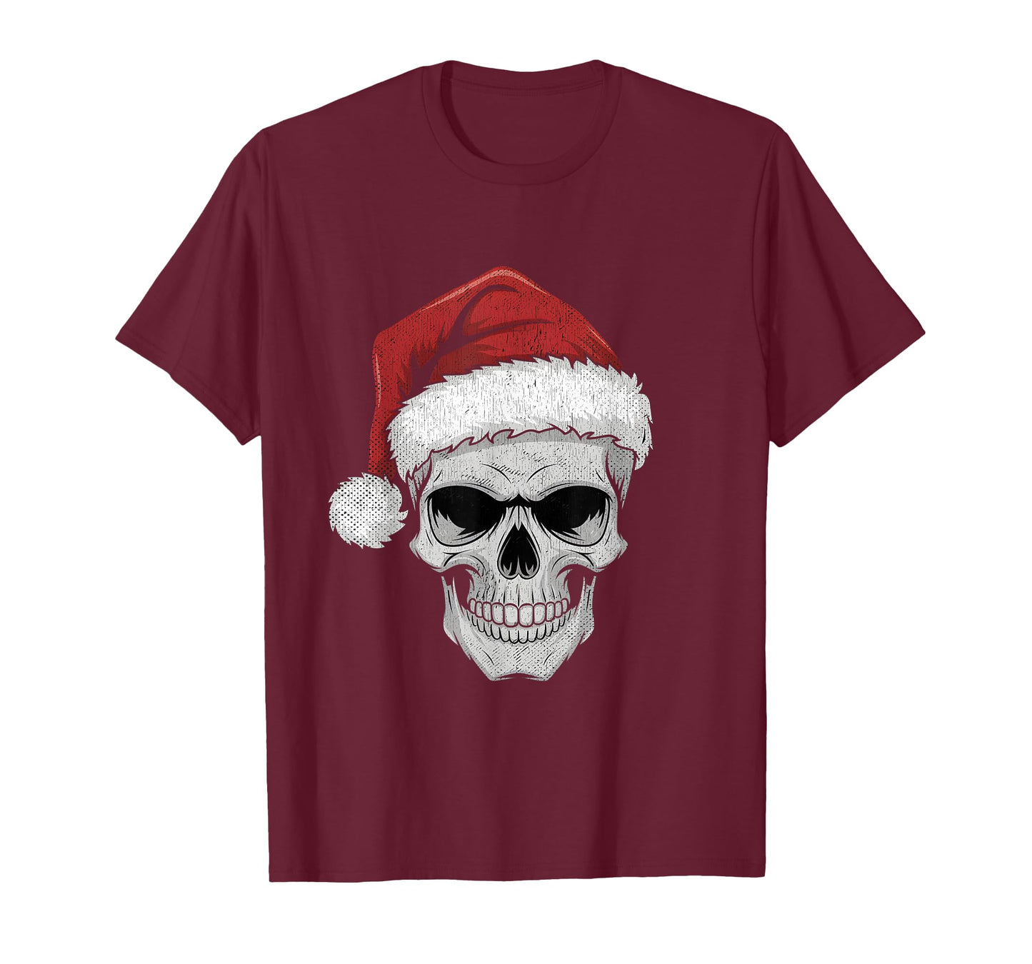 Santa Hat Skull Heavy Metal Goth Sarcastic Rock Christmas T-Shirt