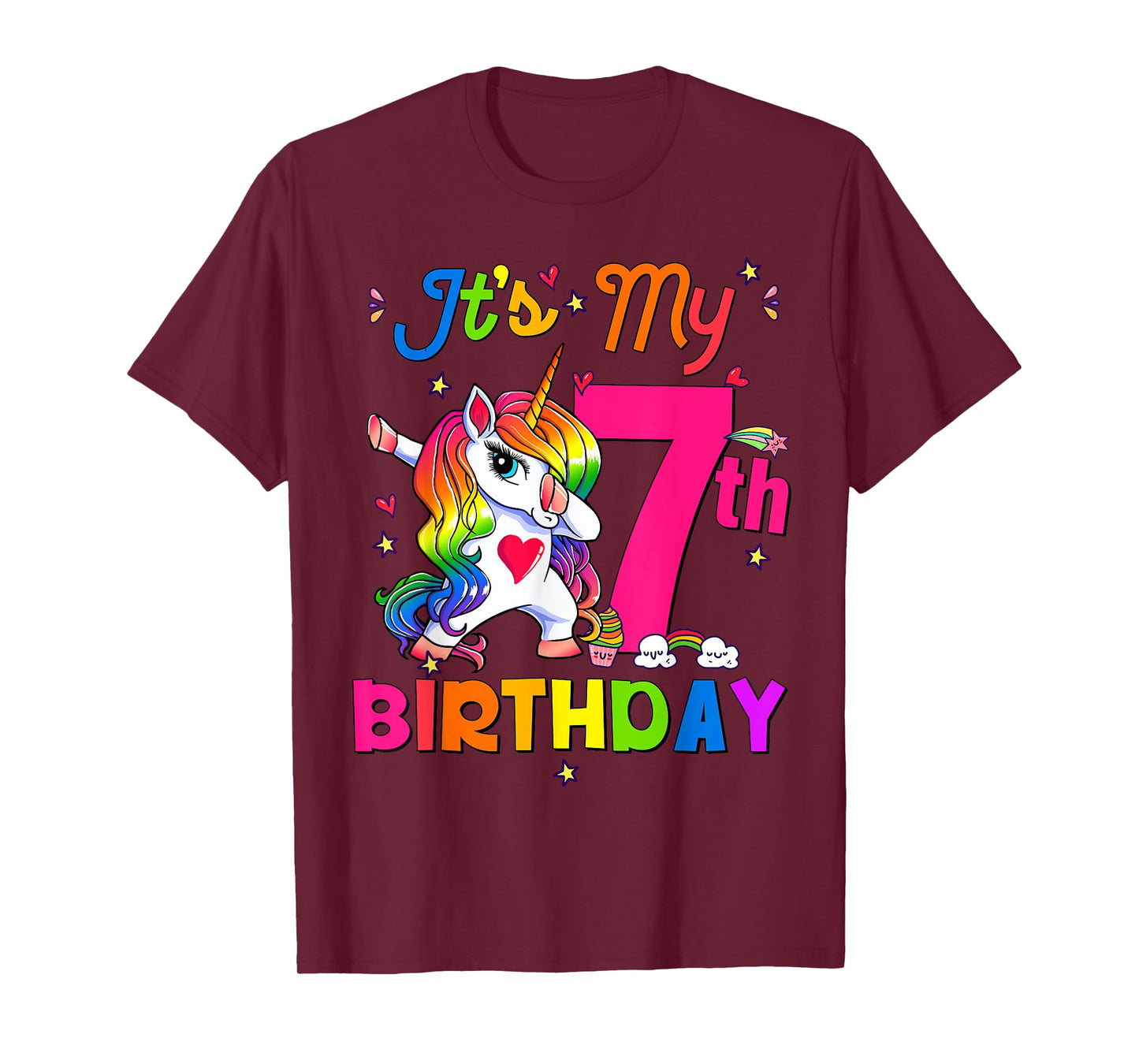 7 Years Old Unicorn It's My 7th Birthday Girl Party T-Shirt