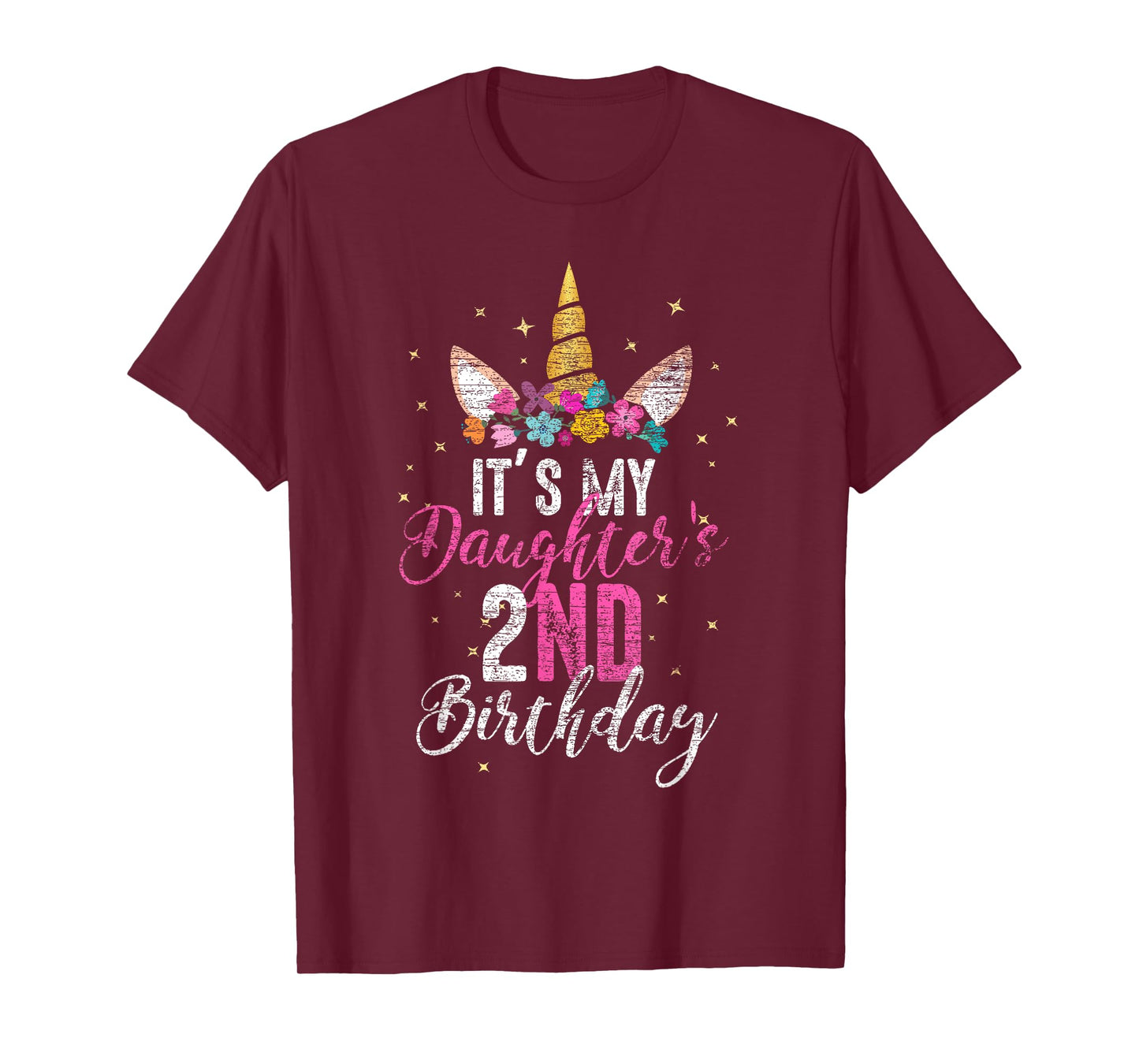 Its My Daughters 2nd Birthay Girl Gift Unicorn Birthday T-Shirt