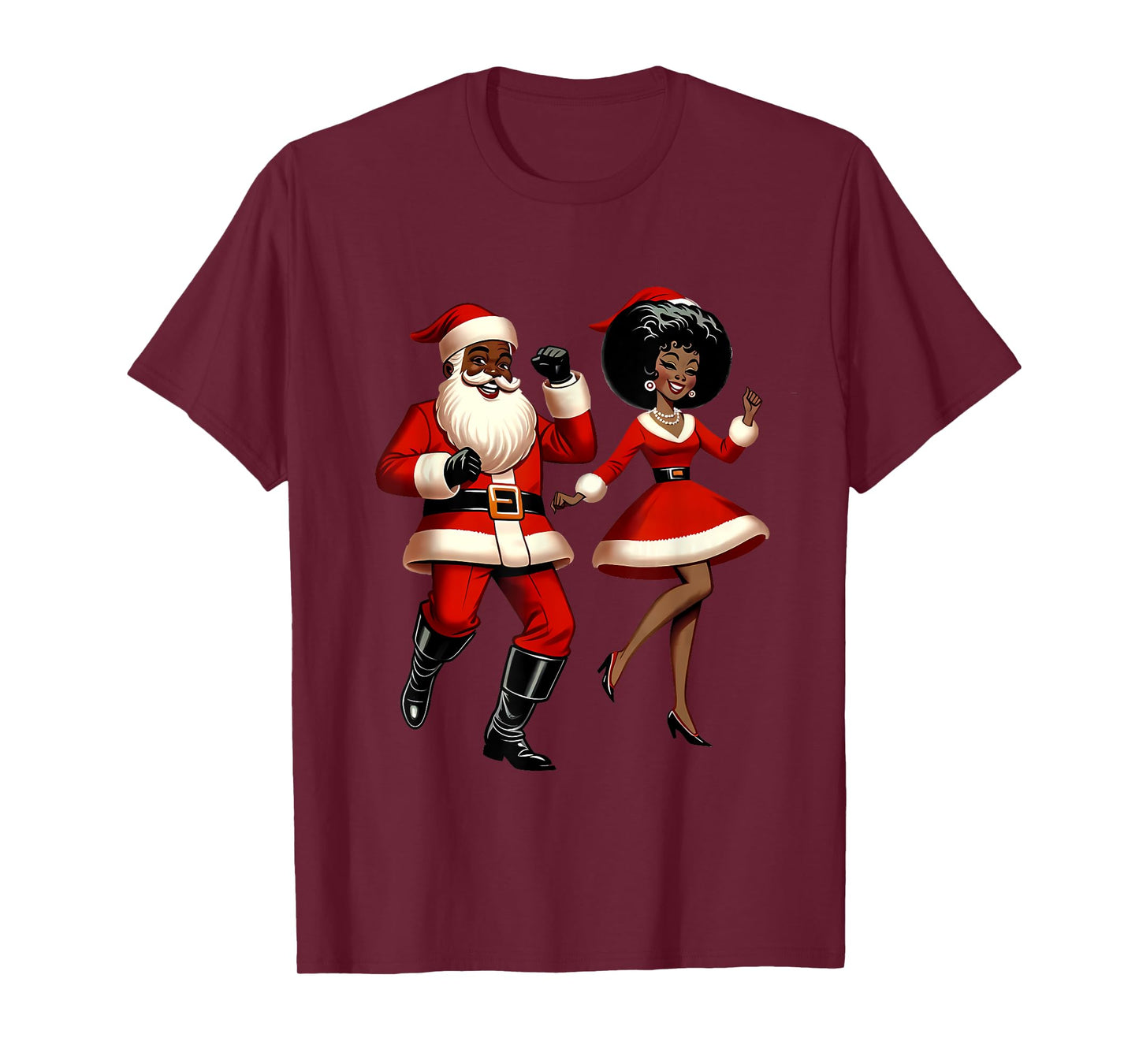 African Santa Mrs Claus Dancing African American Christmas T-Shirt