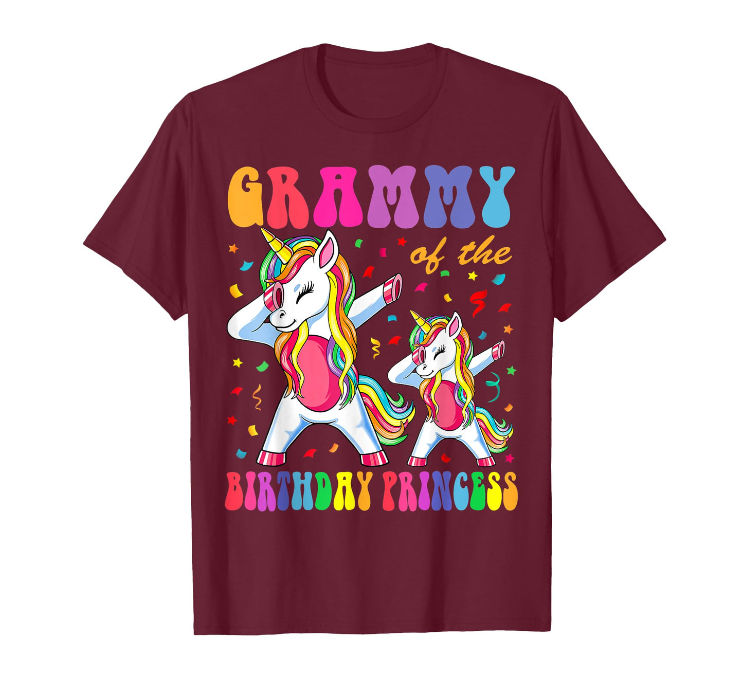 Grammy of the Birthday Princess Girl Dabbing Unicorn Family T-Shirt