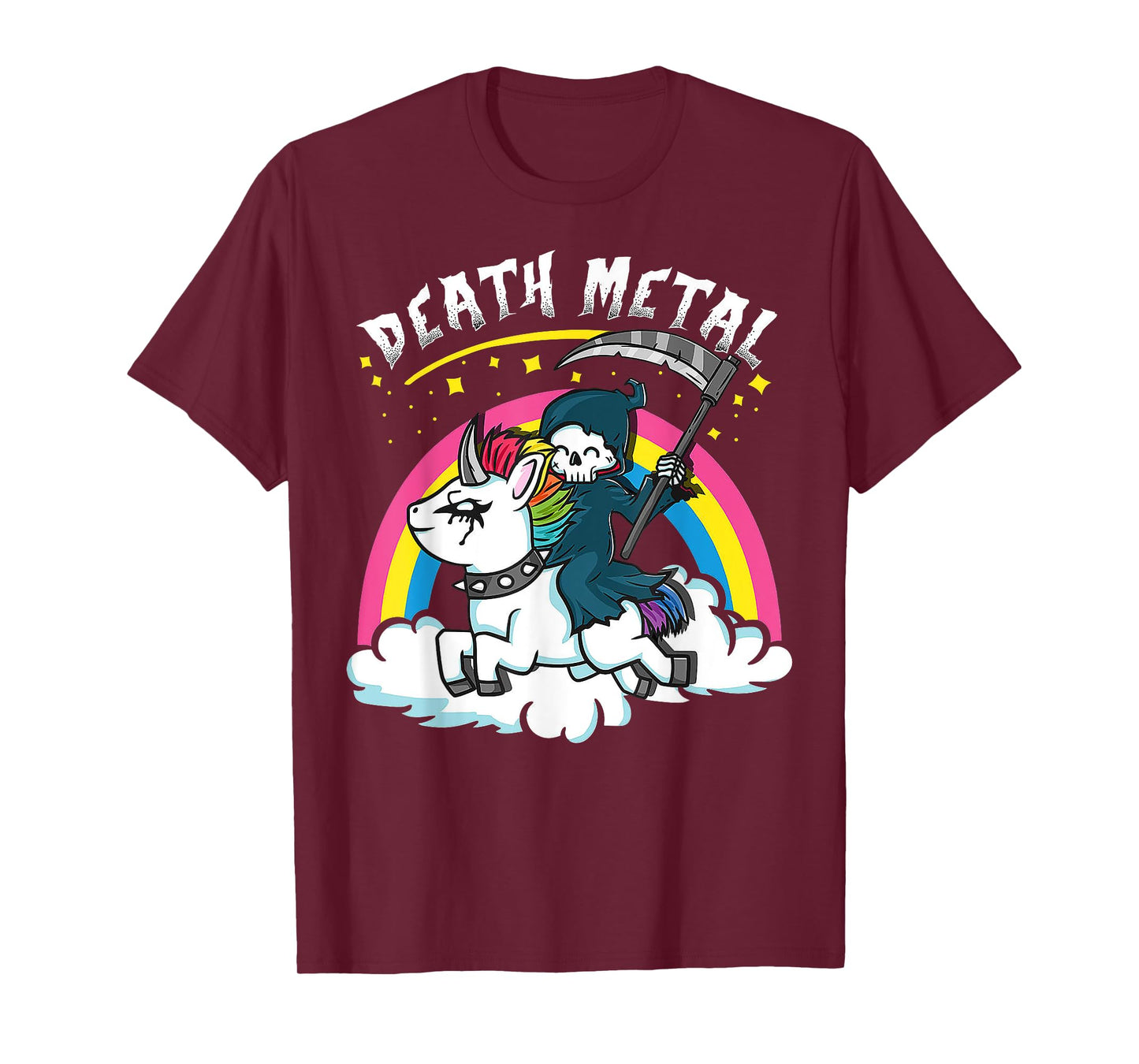 Funny Rainbow Skeleton Unicorn Death Metal Music Festival T-Shirt