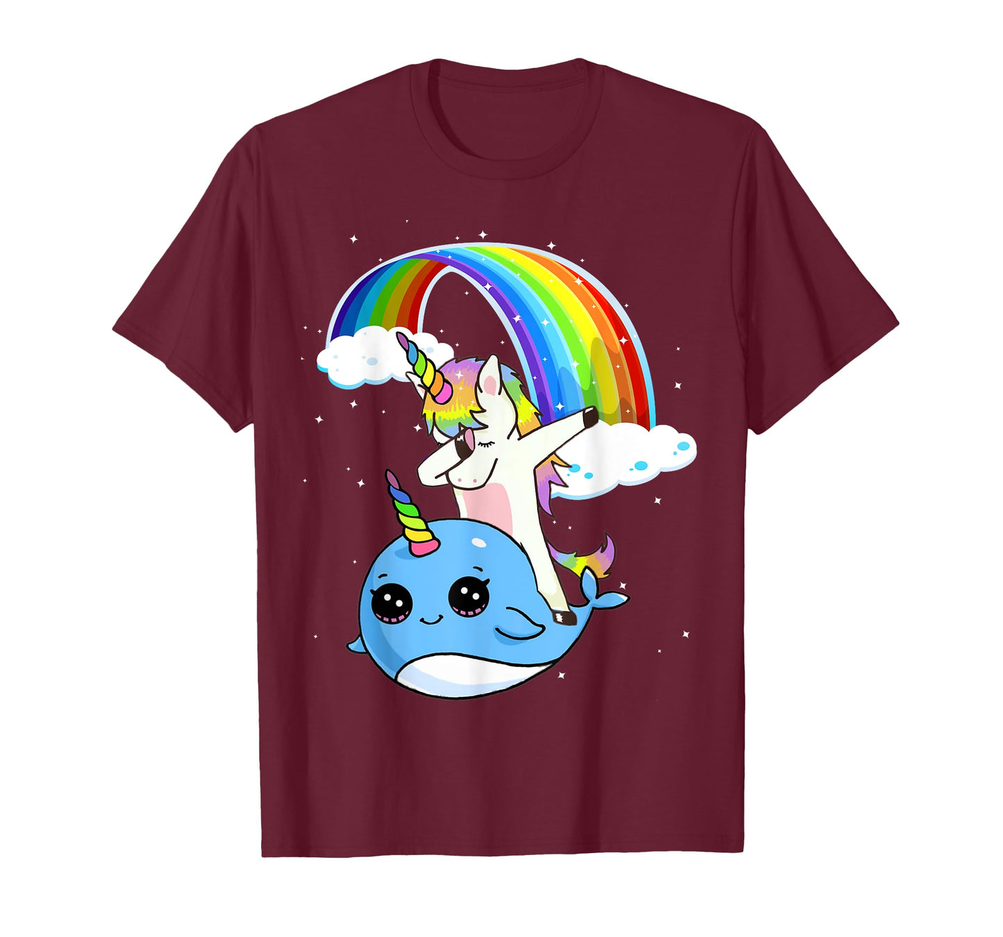 Dabbing Unicorn With Narwhal and Rainbow Cute T-Shirt