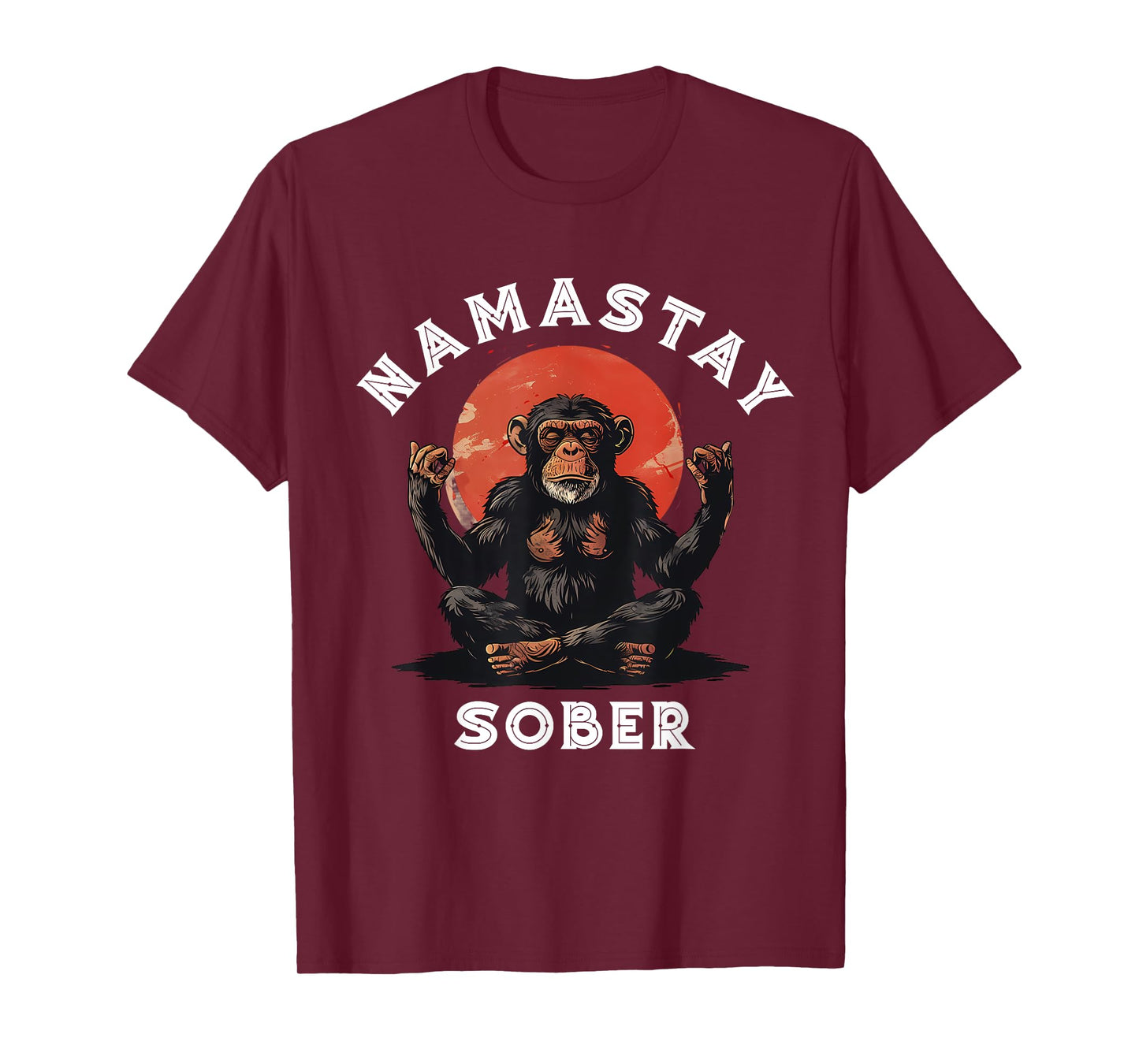 Monkey Namastay Sober NA AA Alcoholics Anonymous Mediation T-Shirt