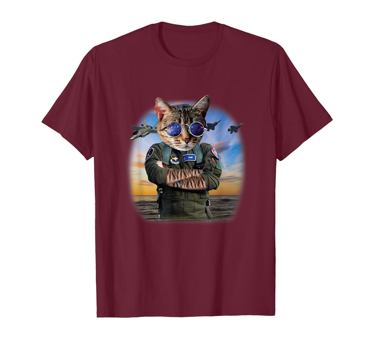 Funny Cat F22 Raptor Fighter Jet Aviator Air force gift T-Shirt for Men Women Kids