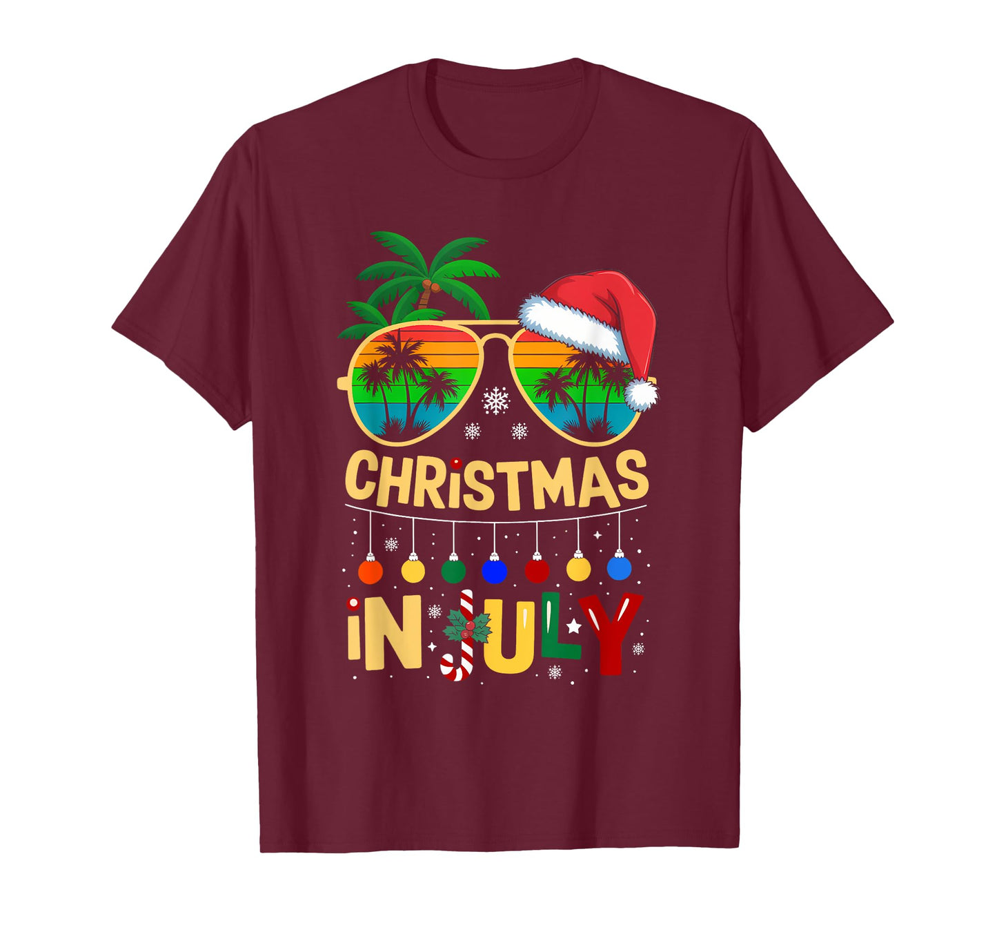 Christmas In July Sunglasses Beach Summer Santa T-Shirt