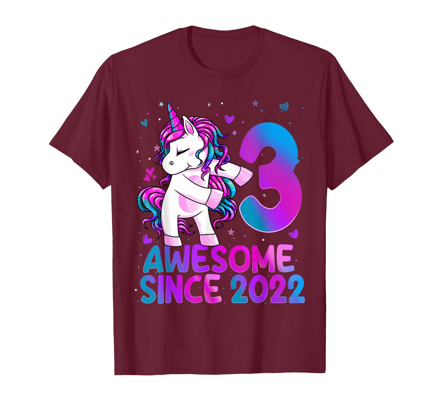 Flossing Unicorn 3 Year Old 3rd Birthday Girl Unicorn Party T-Shirt