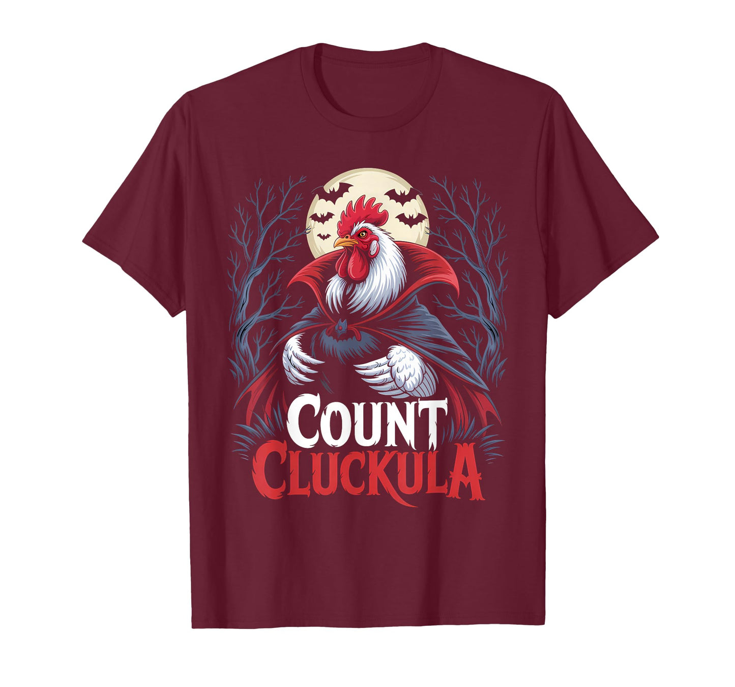 Rooster Count Cluckula Funny Halloween Vampire Farm Chicken T-Shirt