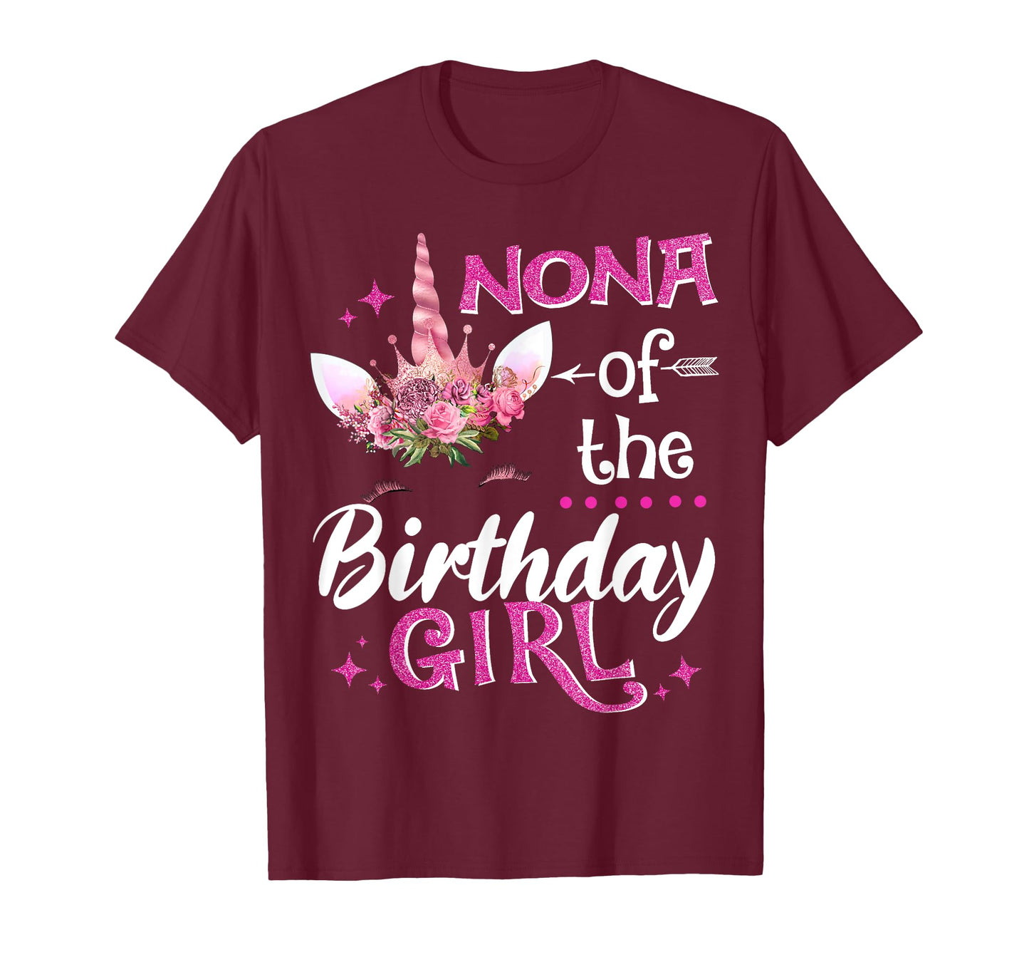 Nona Of The Birthday Girl Unicorn Flower Grandma T-Shirt