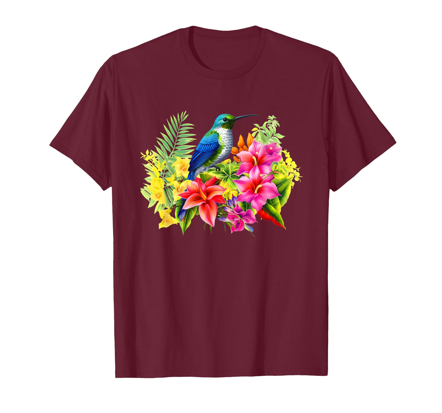 Backyard Birds Watching Watchers Birding Floral Hummingbird T-Shirt