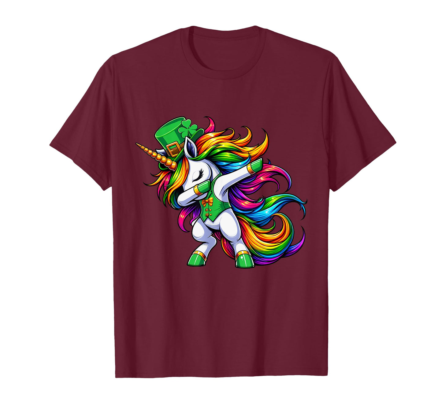 St Patricks Day Girls Women Boys Dabbing Unicorn Leprechaun T-Shirt