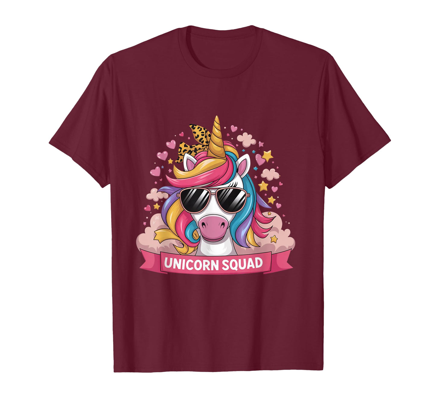 Unicorn Squad - Graceful Unicorn with leopard Bandana Cute T-Shirt
