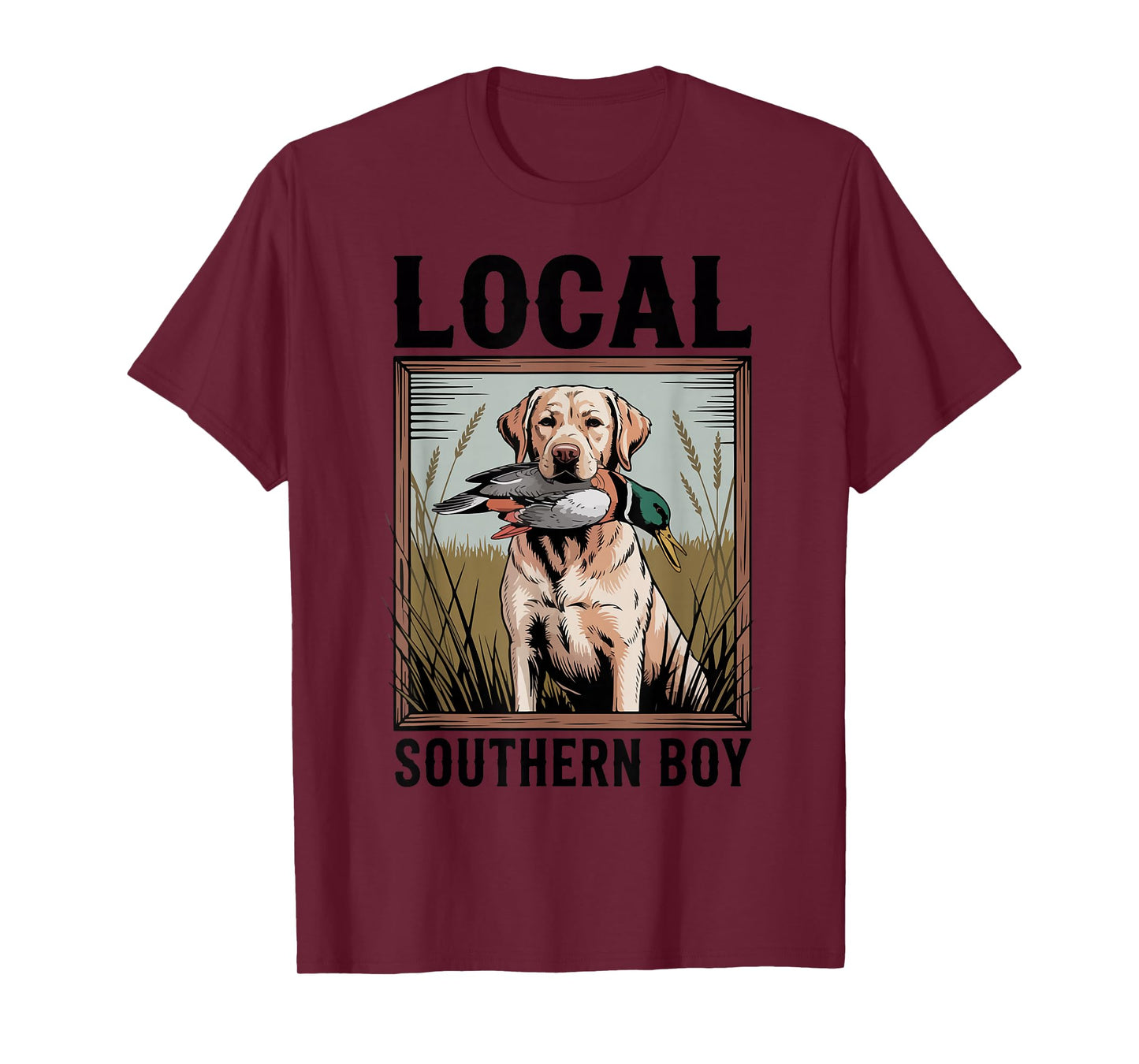 Local Southern Boy Yellow Lab Mallard Duck Hunting Dog Funny T-Shirt
