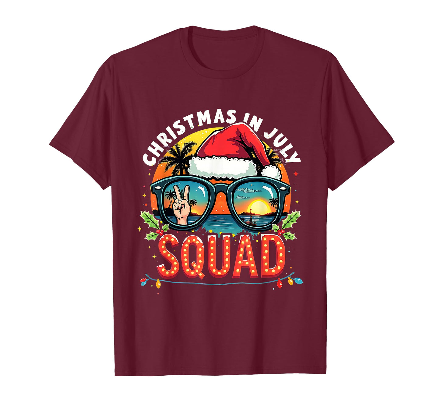 Funny Santa Summer Reindeers Christmas In July Squad T-Shirt