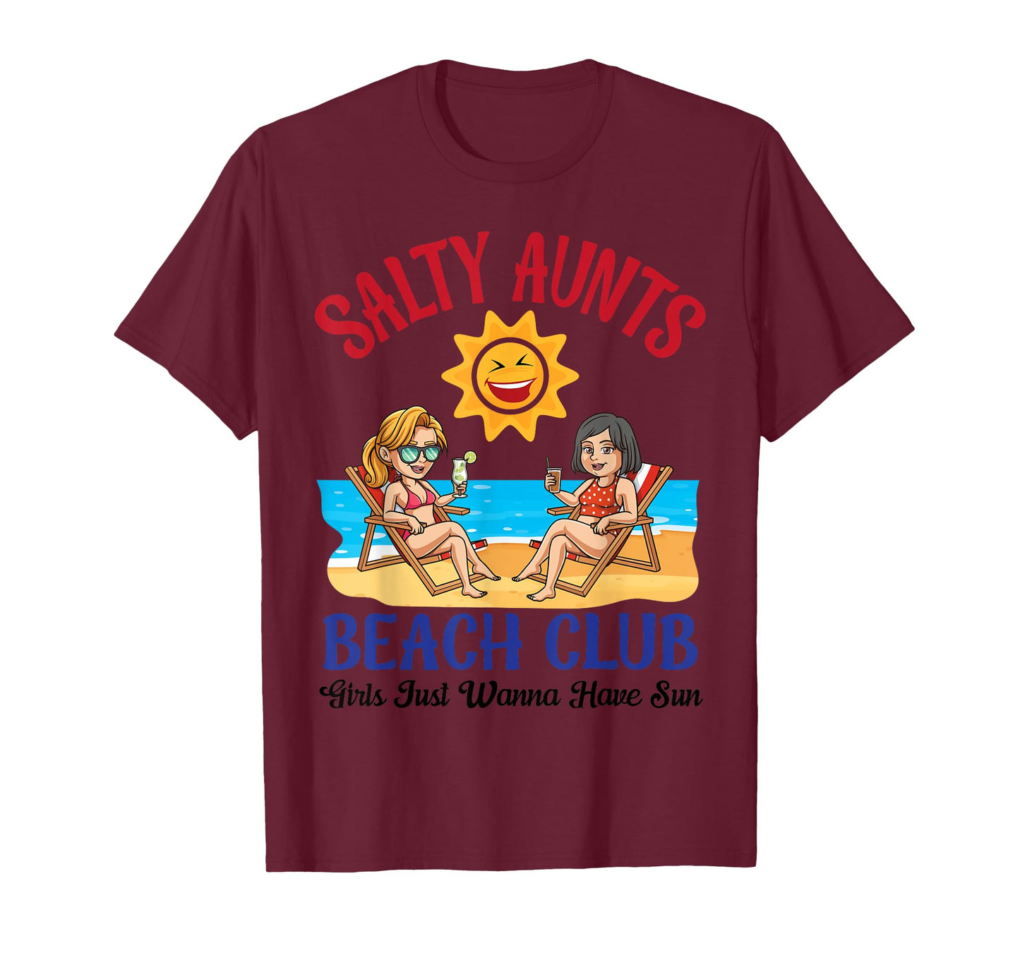 Salty Aunts Beach Club Summer Vacation Vibes 2025 Girls Trip T-Shirt