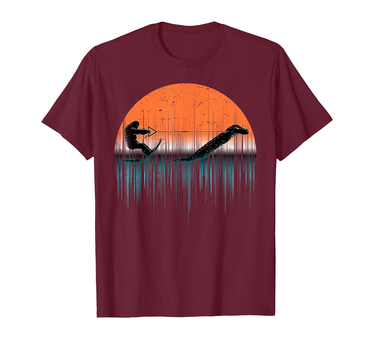 Cryptid Funny Bigfoot Water Skiing Loch Ness Monster Bigfoot T-Shirt