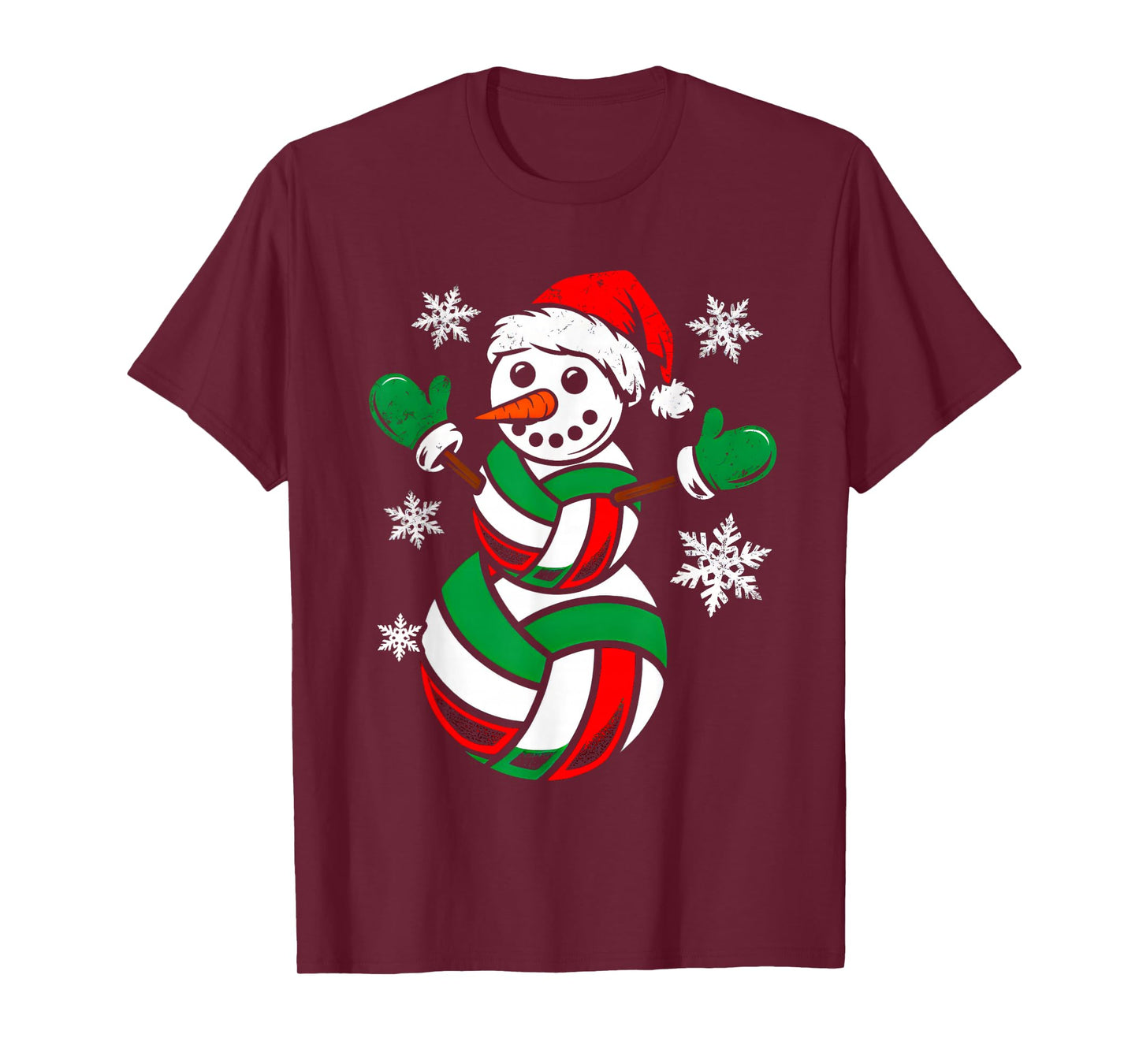 Volleyball Santa Hat Snowman Xmas Funny Volleyball Christmas T-Shirt