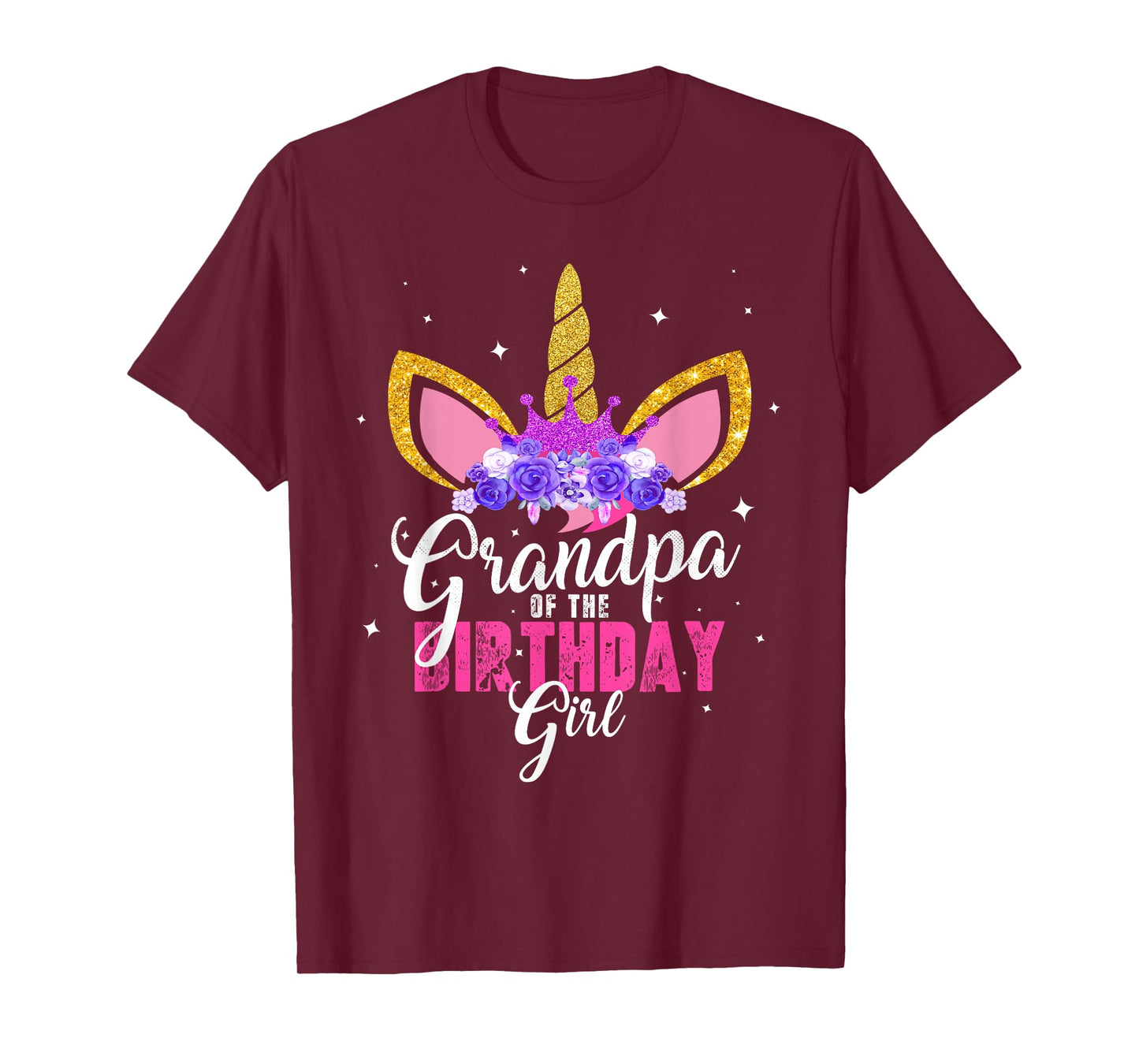 Grandpa Of The Birthday Girl Unicorn Princess Grandfather T-Shirt